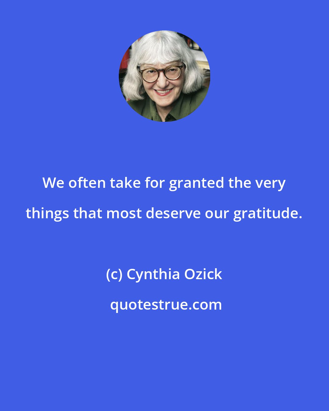 Cynthia Ozick: We often take for granted the very things that most deserve our gratitude.