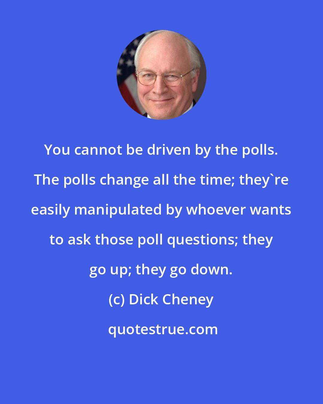 Dick Cheney: You cannot be driven by the polls. The polls change all the time; they're easily manipulated by whoever wants to ask those poll questions; they go up; they go down.