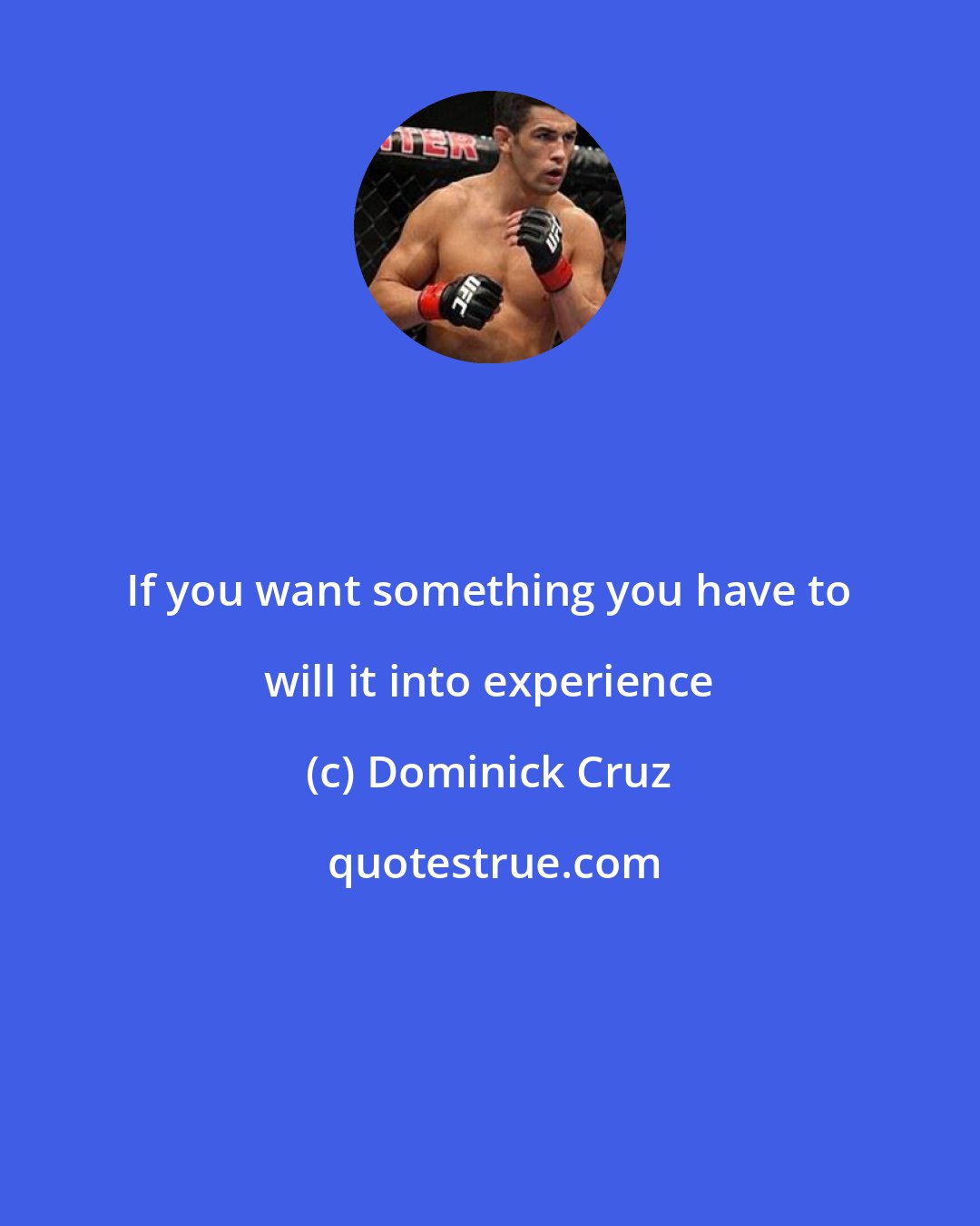 Dominick Cruz: If you want something you have to will it into experience