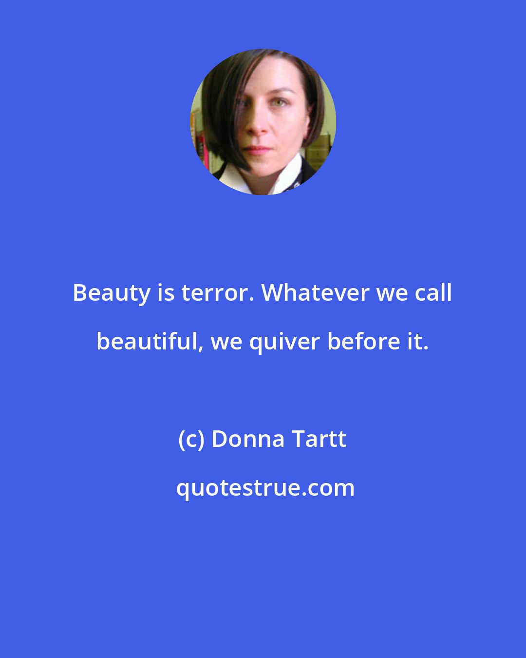 Donna Tartt: Beauty is terror. Whatever we call beautiful, we quiver before it.