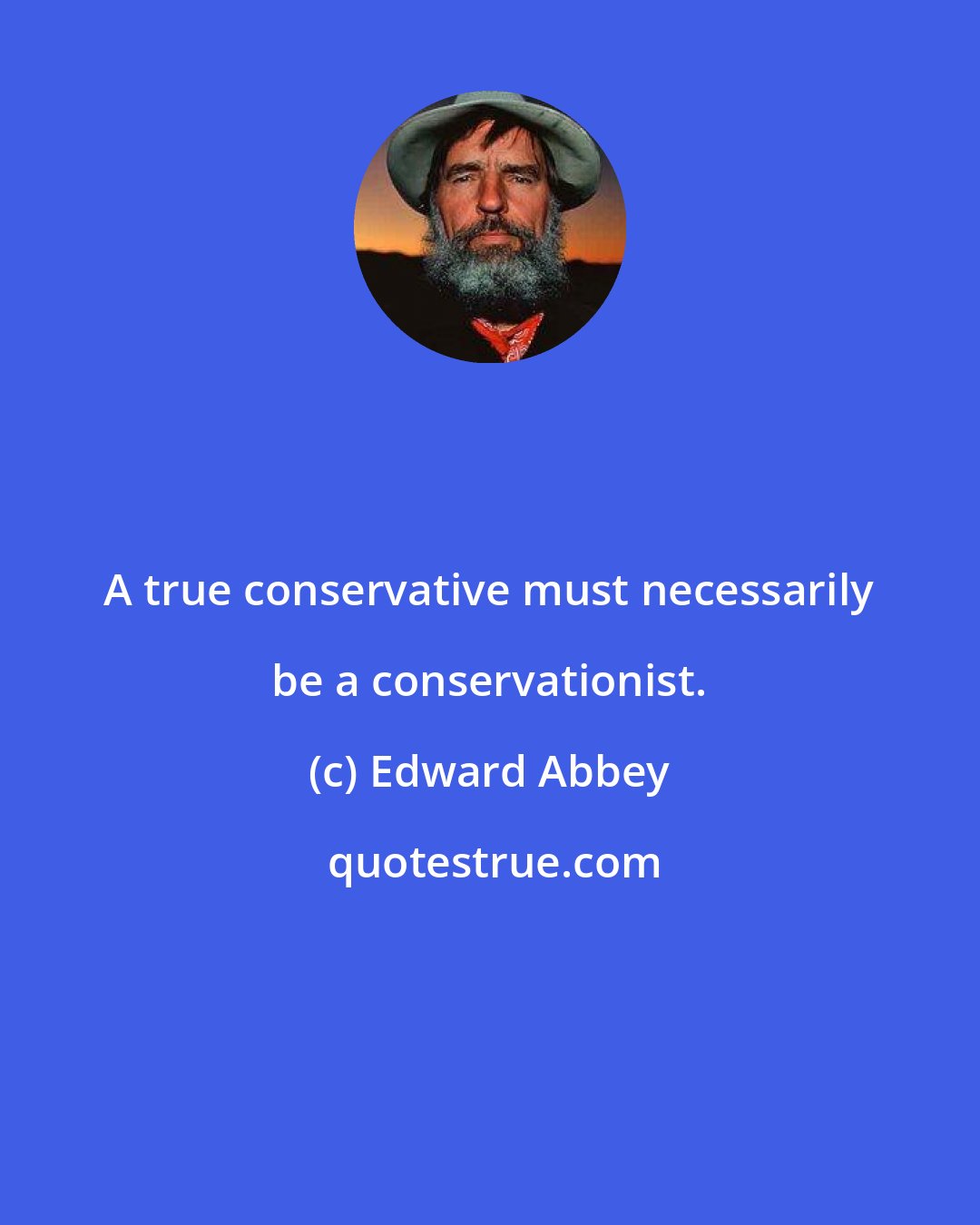Edward Abbey: A true conservative must necessarily be a conservationist.
