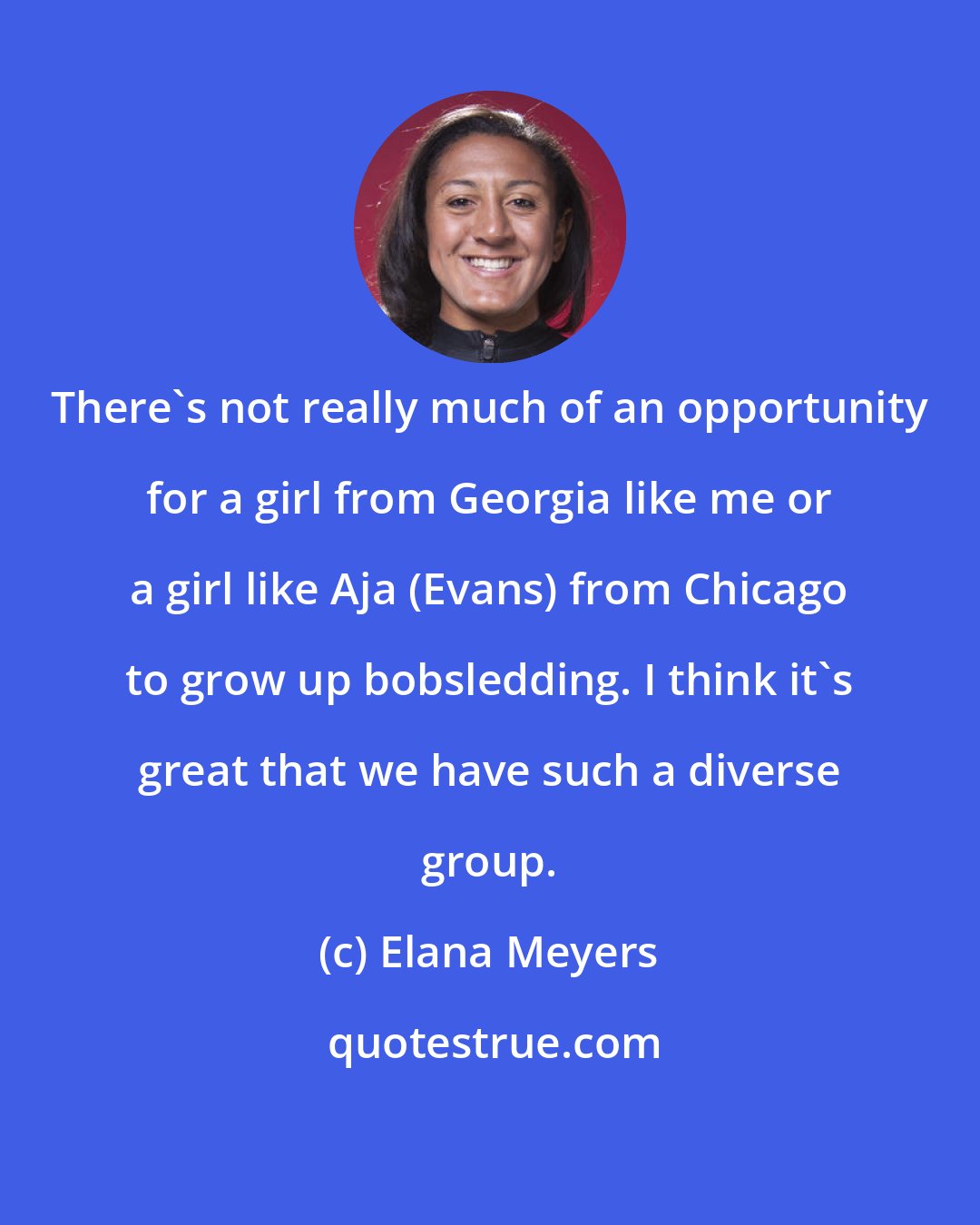 Elana Meyers: There's not really much of an opportunity for a girl from Georgia like me or a girl like Aja (Evans) from Chicago to grow up bobsledding. I think it's great that we have such a diverse group.