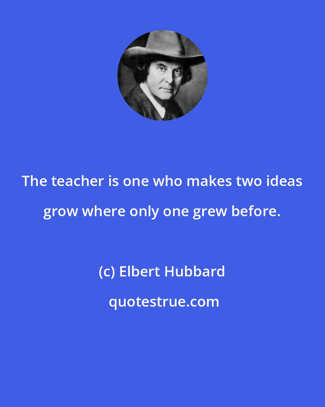 Elbert Hubbard: The teacher is one who makes two ideas grow where only one grew before.