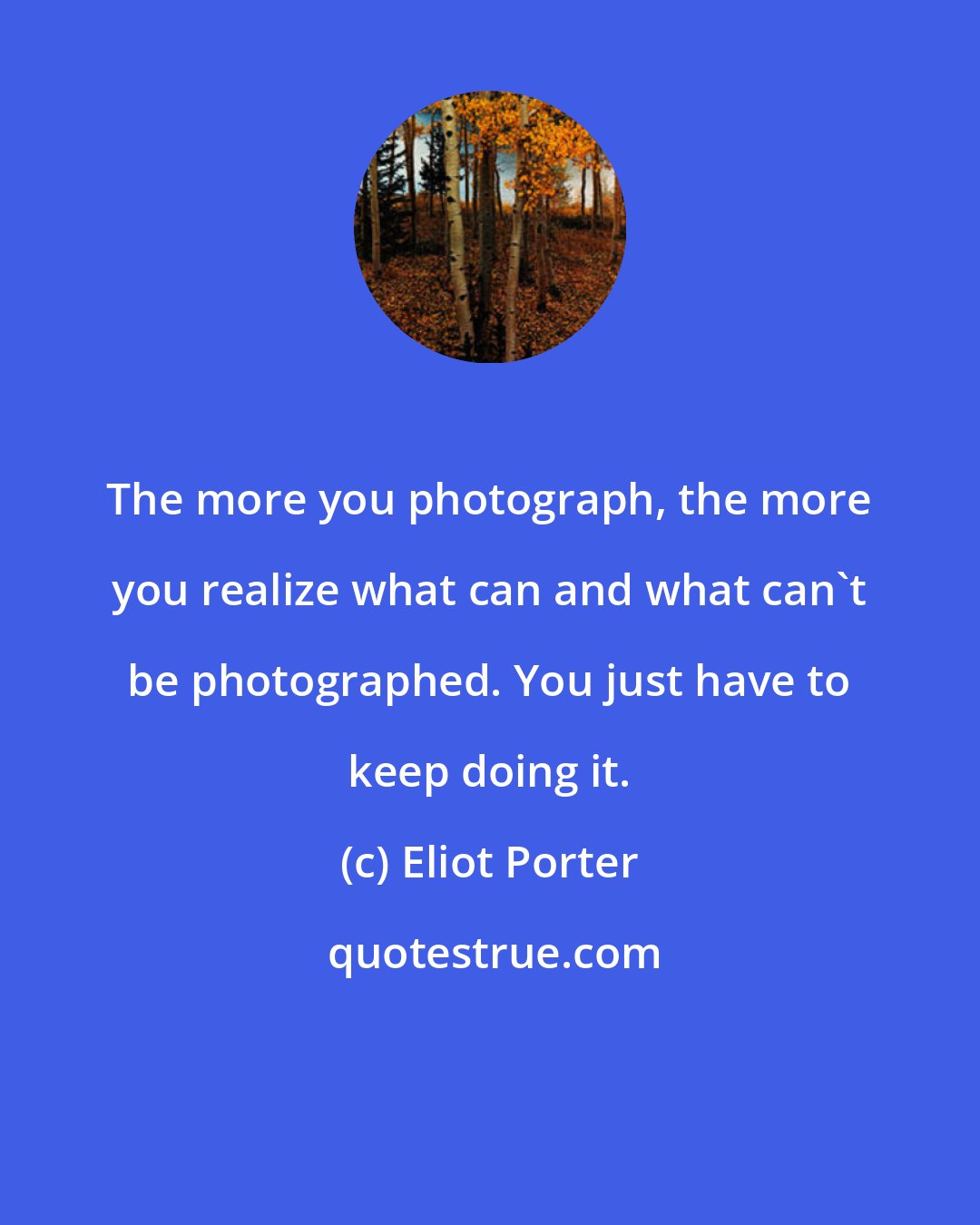 Eliot Porter: The more you photograph, the more you realize what can and what can't be photographed. You just have to keep doing it.