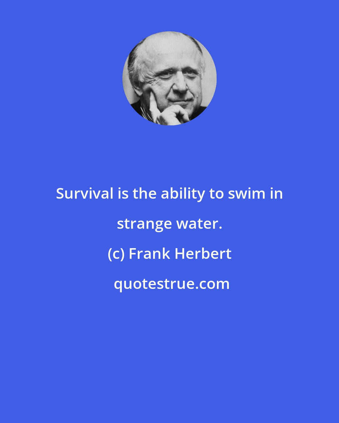 Frank Herbert: Survival is the ability to swim in strange water.