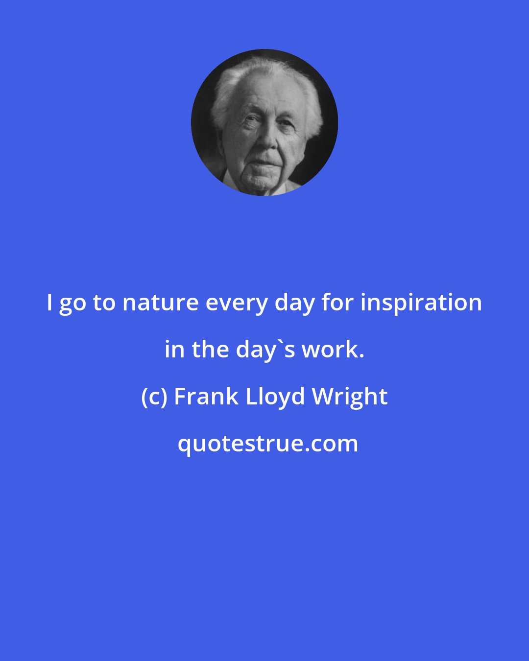 Frank Lloyd Wright: I go to nature every day for inspiration in the day's work.