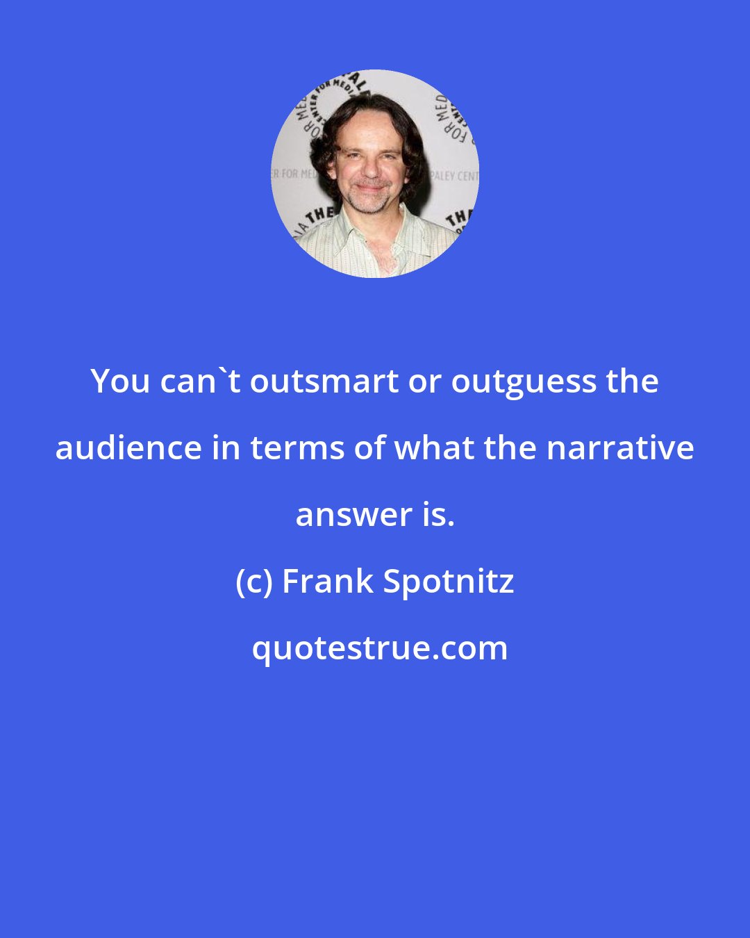 Frank Spotnitz: You can't outsmart or outguess the audience in terms of what the narrative answer is.
