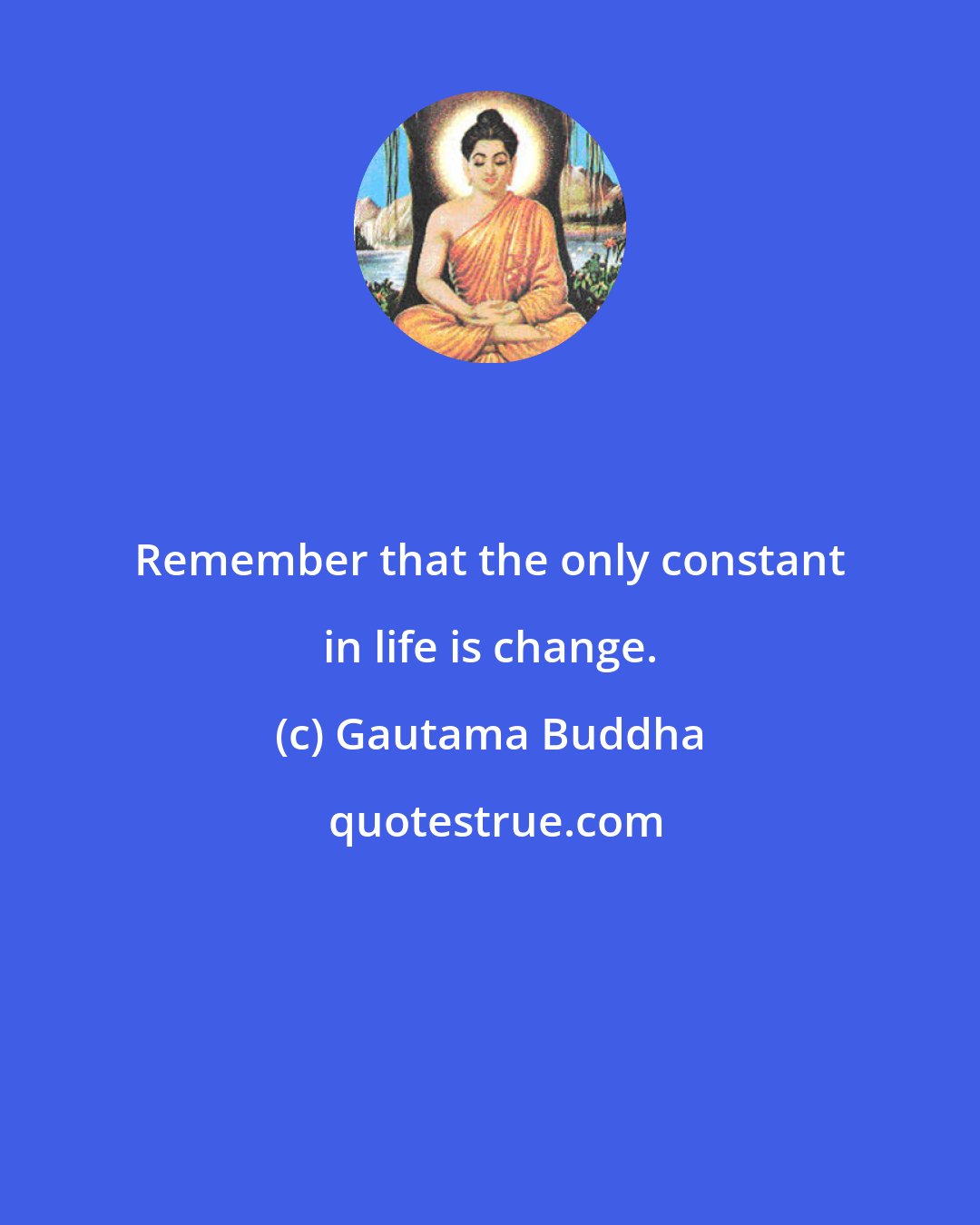 Gautama Buddha: Remember that the only constant in life is change.