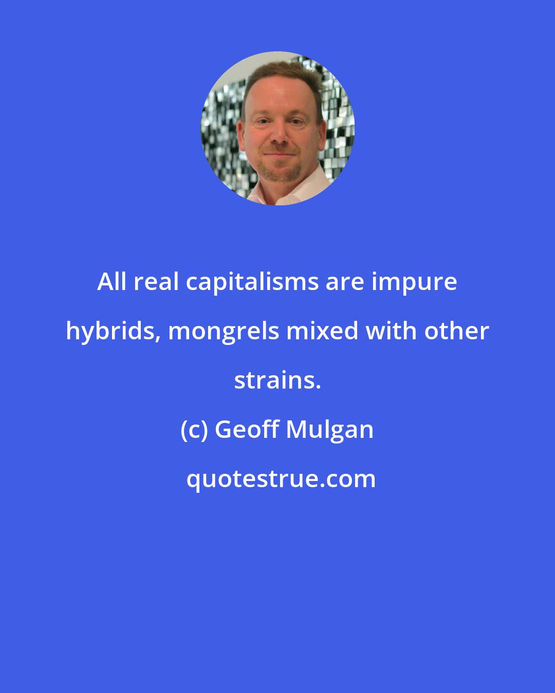Geoff Mulgan: All real capitalisms are impure hybrids, mongrels mixed with other strains.