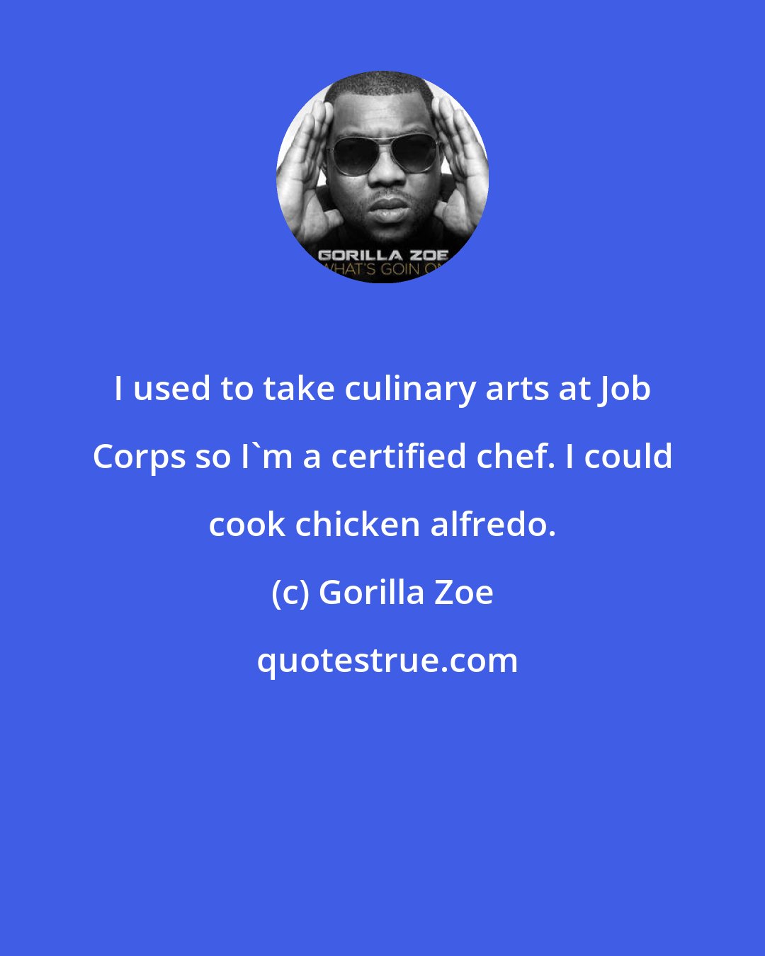 Gorilla Zoe: I used to take culinary arts at Job Corps so I'm a certified chef. I could cook chicken alfredo.
