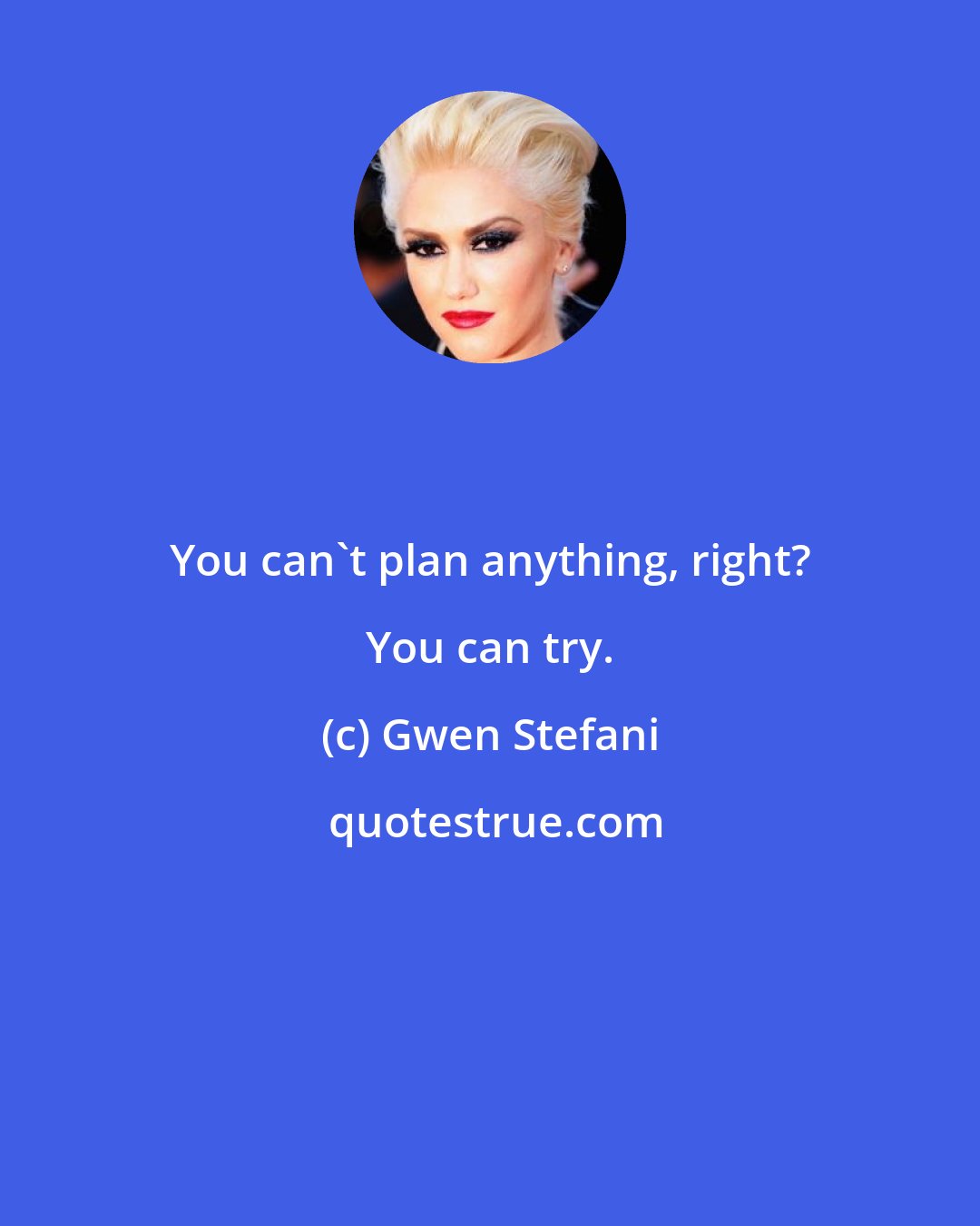 Gwen Stefani: You can't plan anything, right? You can try.