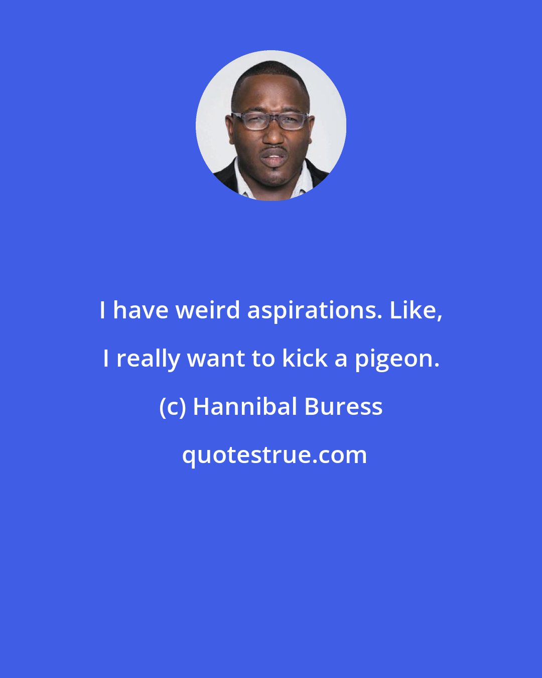 Hannibal Buress: I have weird aspirations. Like, I really want to kick a pigeon.