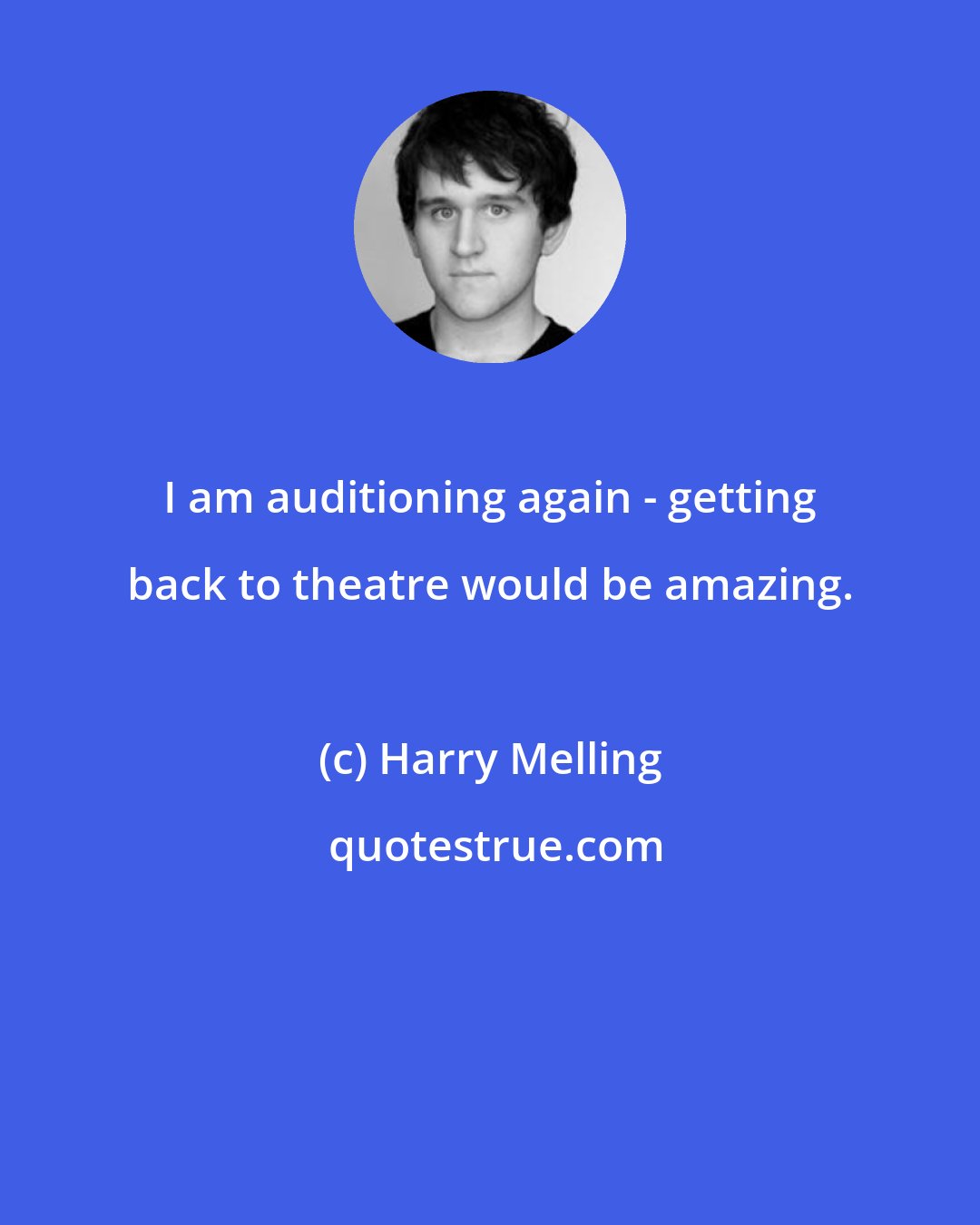 Harry Melling: I am auditioning again - getting back to theatre would be amazing.