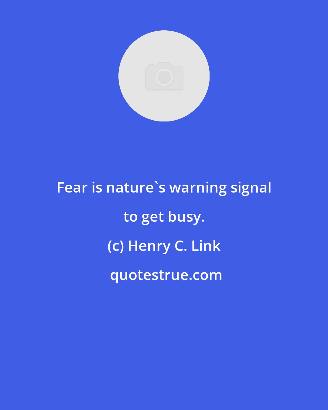 Henry C. Link: Fear is nature's warning signal to get busy.
