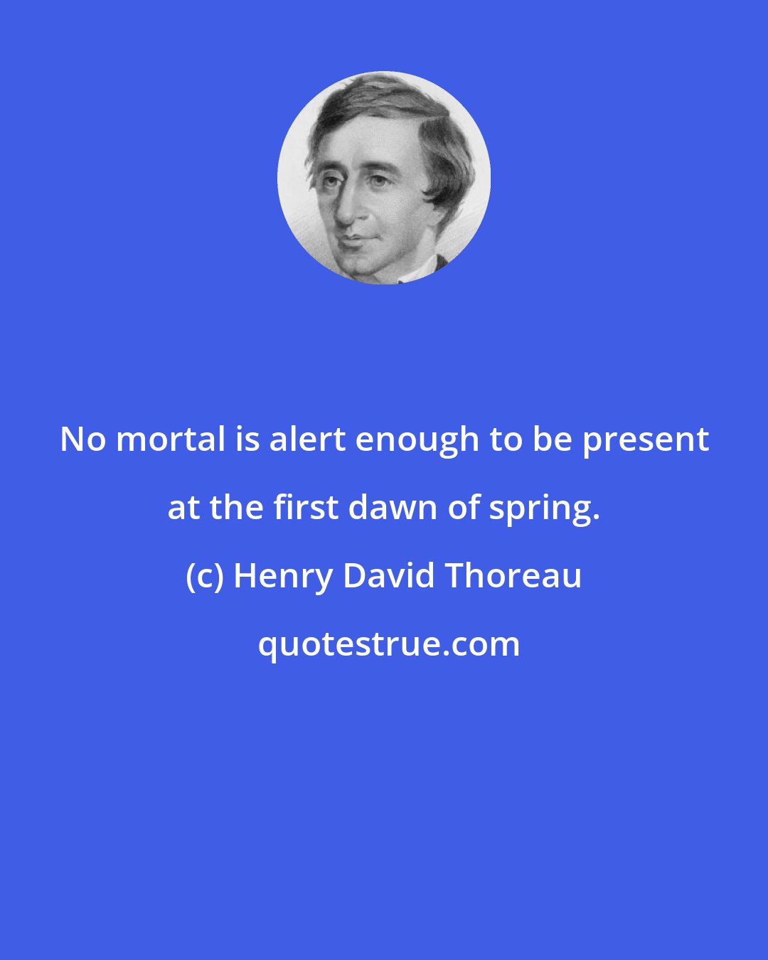 Henry David Thoreau: No mortal is alert enough to be present at the first dawn of spring.