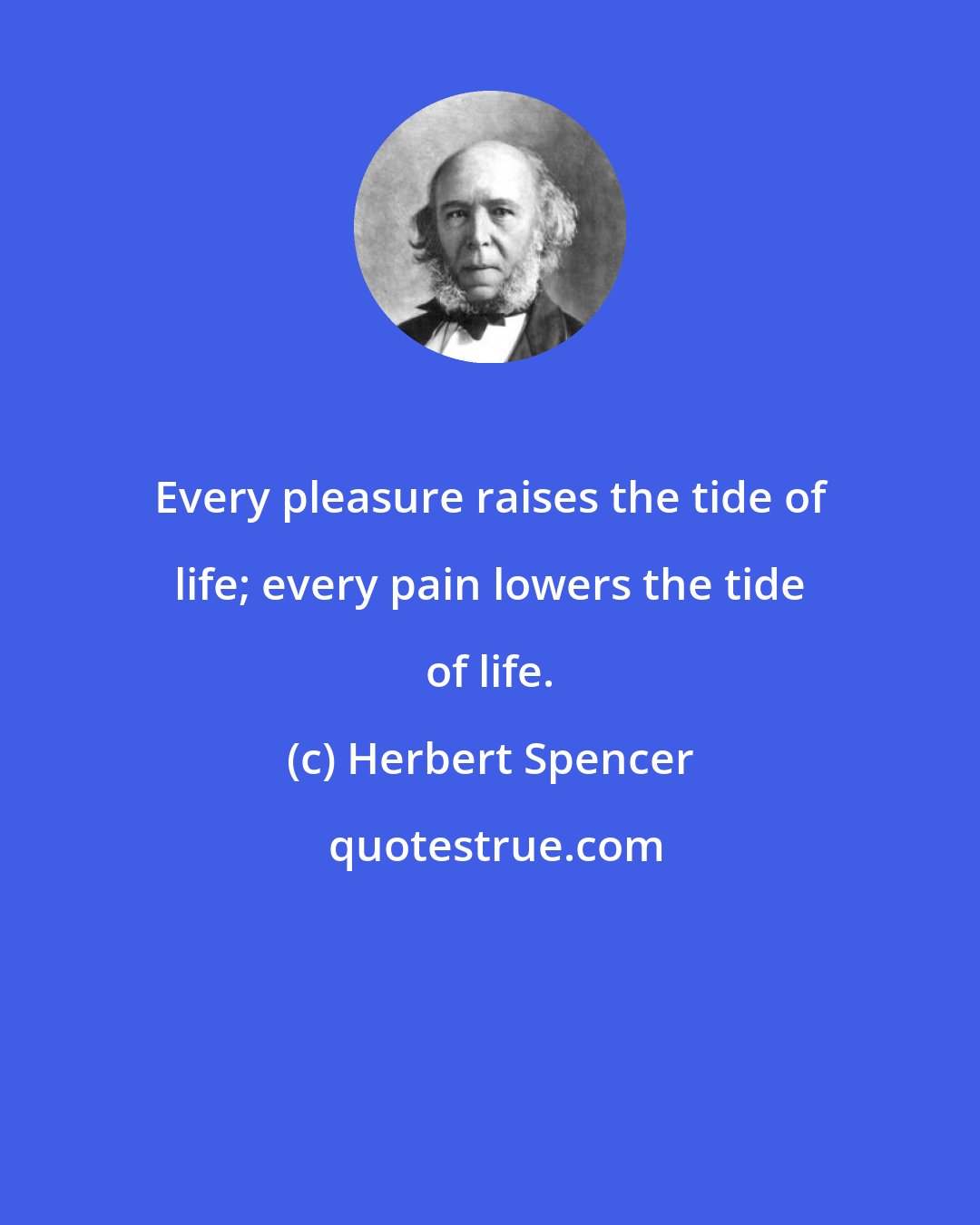 Herbert Spencer: Every pleasure raises the tide of life; every pain lowers the tide of life.