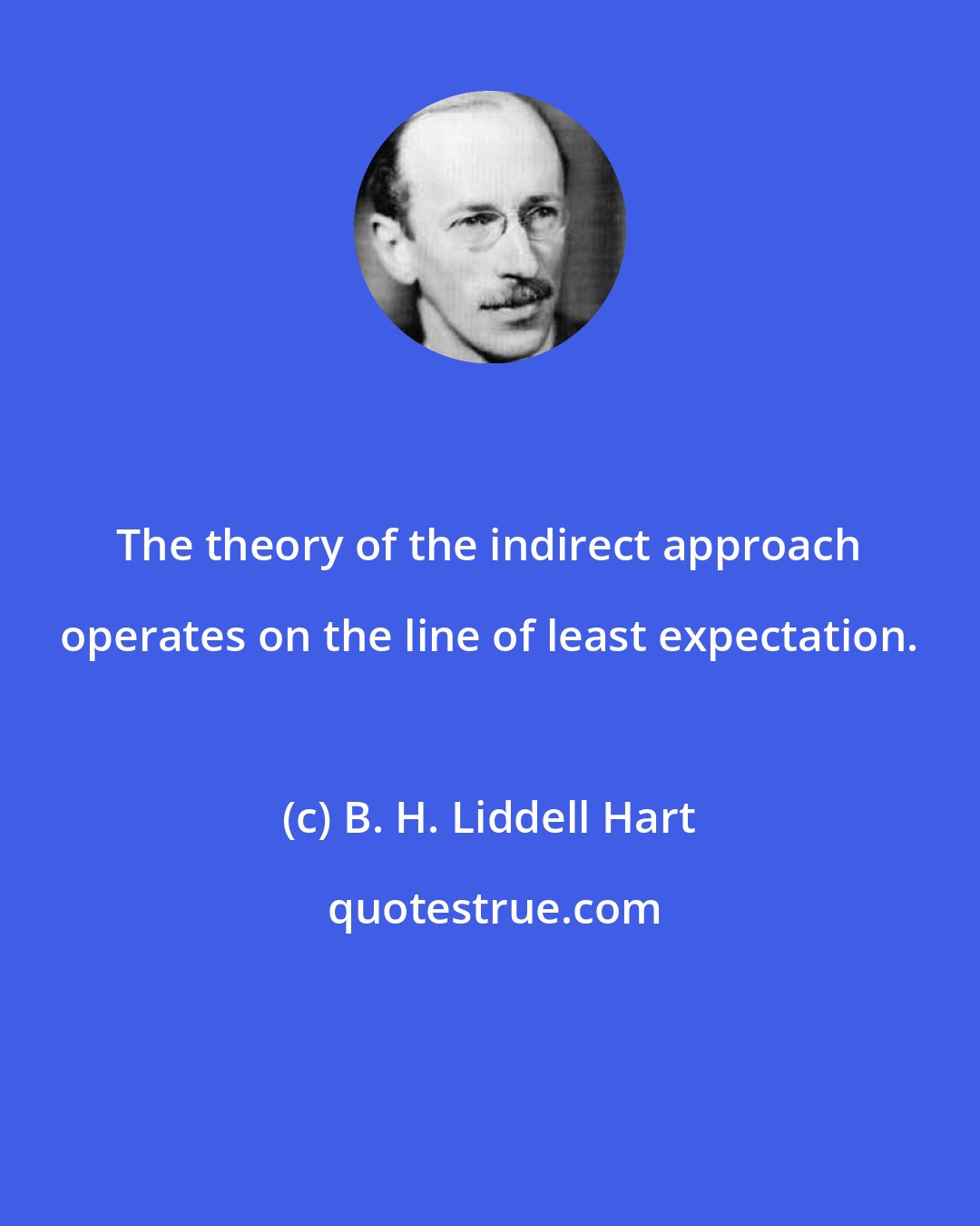 B. H. Liddell Hart: The theory of the indirect approach operates on the line of least expectation.