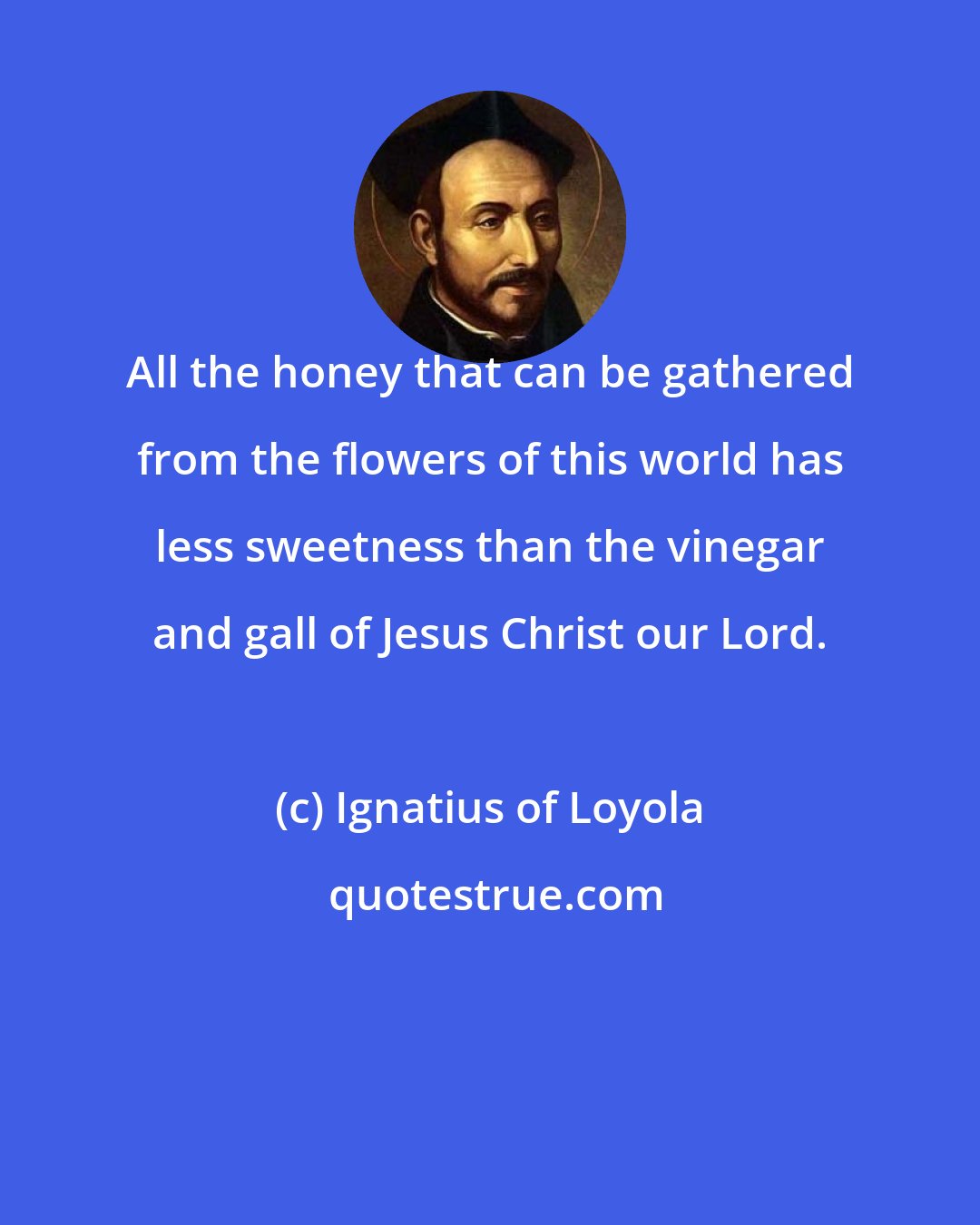 Ignatius of Loyola: All the honey that can be gathered from the flowers of this world has less sweetness than the vinegar and gall of Jesus Christ our Lord.