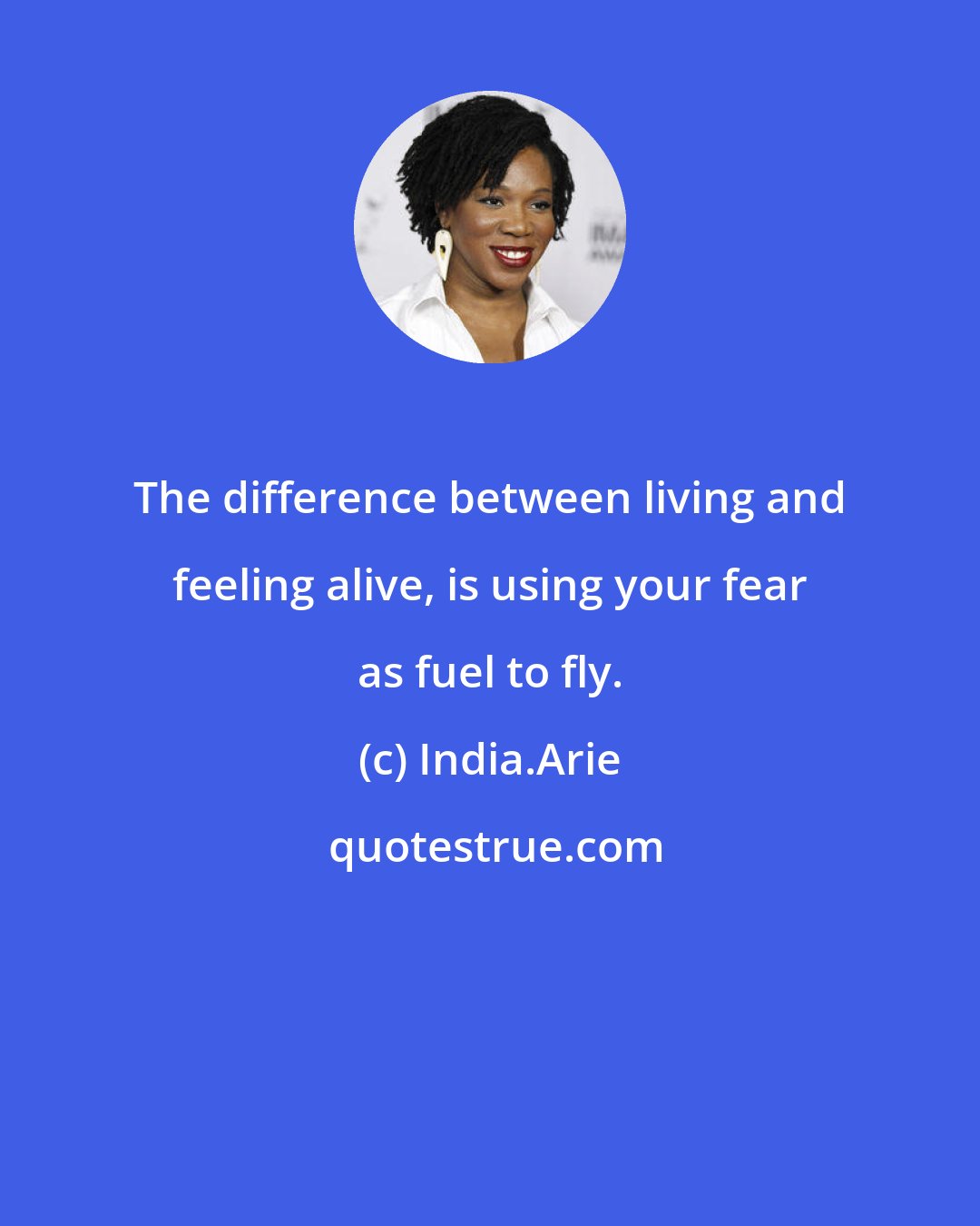 India.Arie: The difference between living and feeling alive, is using your fear as fuel to fly.