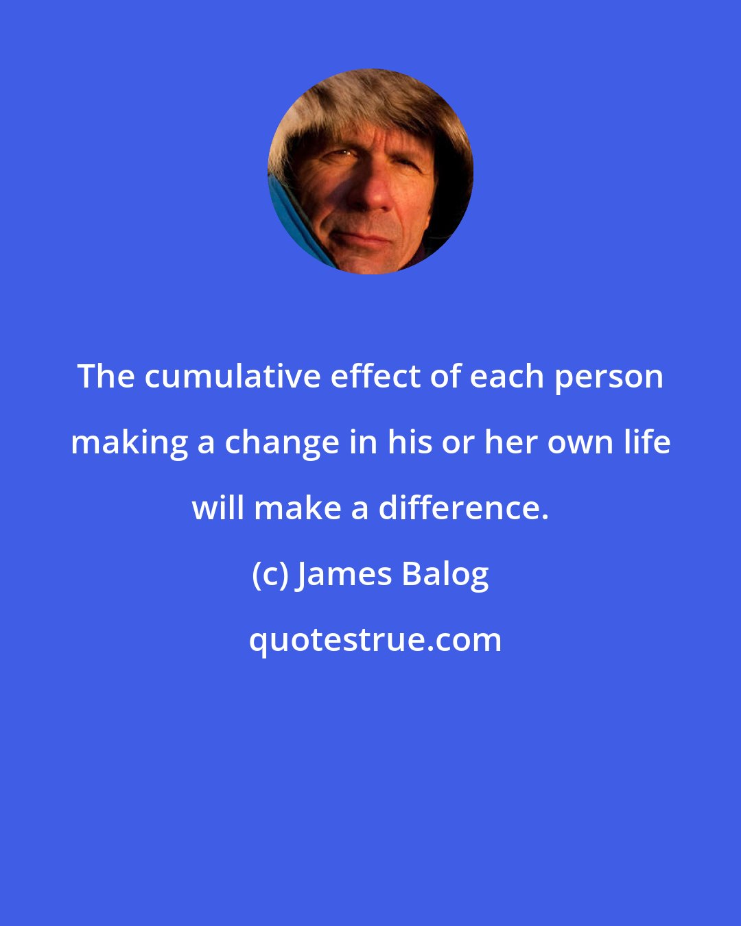 James Balog: The cumulative effect of each person making a change in his or her own life will make a difference.