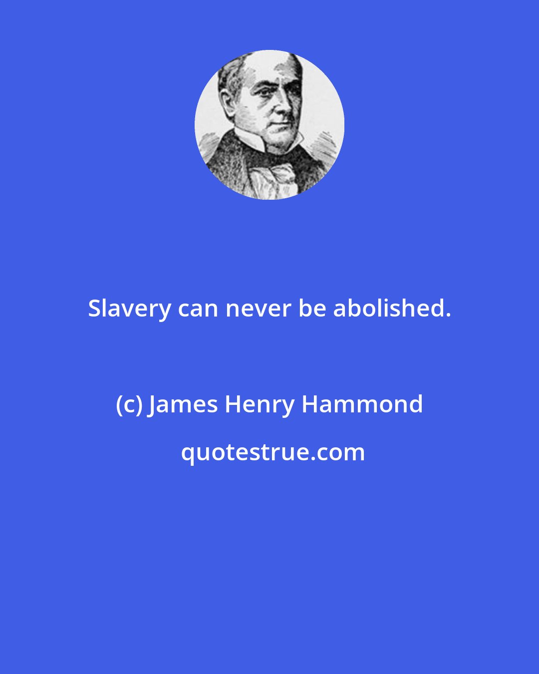 James Henry Hammond: Slavery can never be abolished.