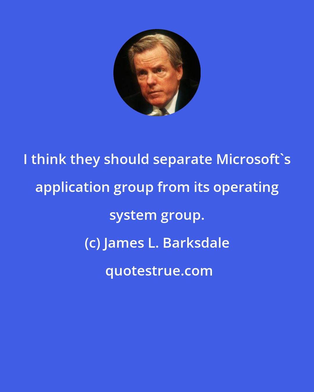 James L. Barksdale: I think they should separate Microsoft's application group from its operating system group.