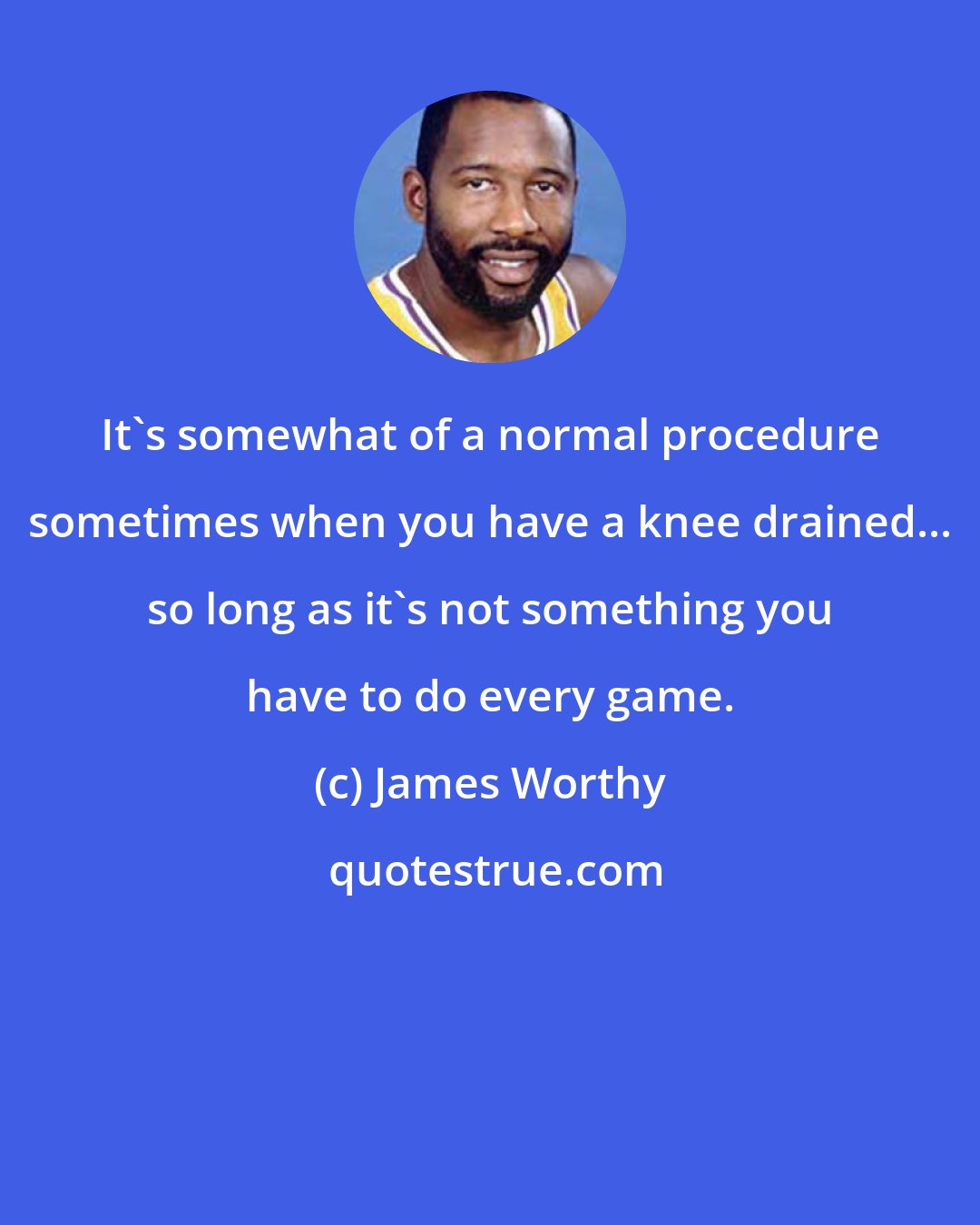 James Worthy: It's somewhat of a normal procedure sometimes when you have a knee drained... so long as it's not something you have to do every game.