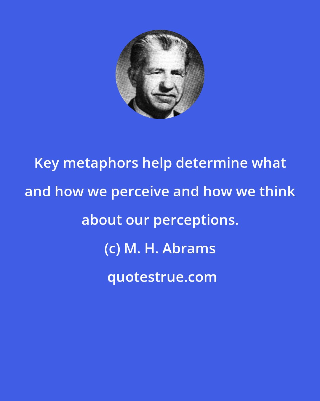 M. H. Abrams: Key metaphors help determine what and how we perceive and how we think about our perceptions.