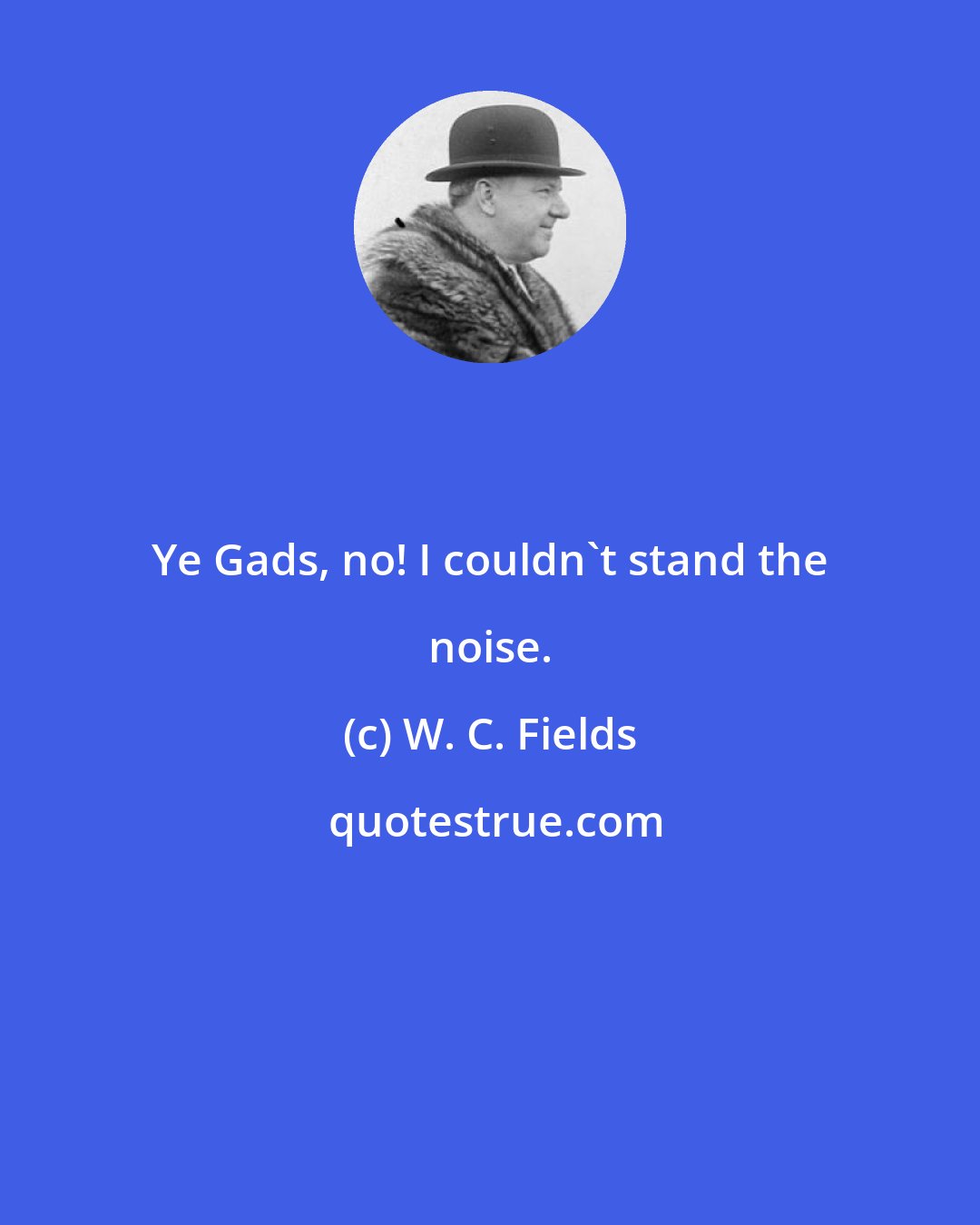 W. C. Fields: Ye Gads, no! I couldn't stand the noise.