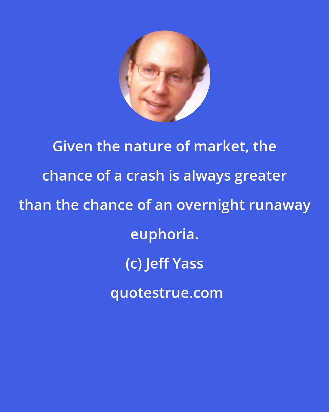 Jeff Yass: Given the nature of market, the chance of a crash is always greater than the chance of an overnight runaway euphoria.