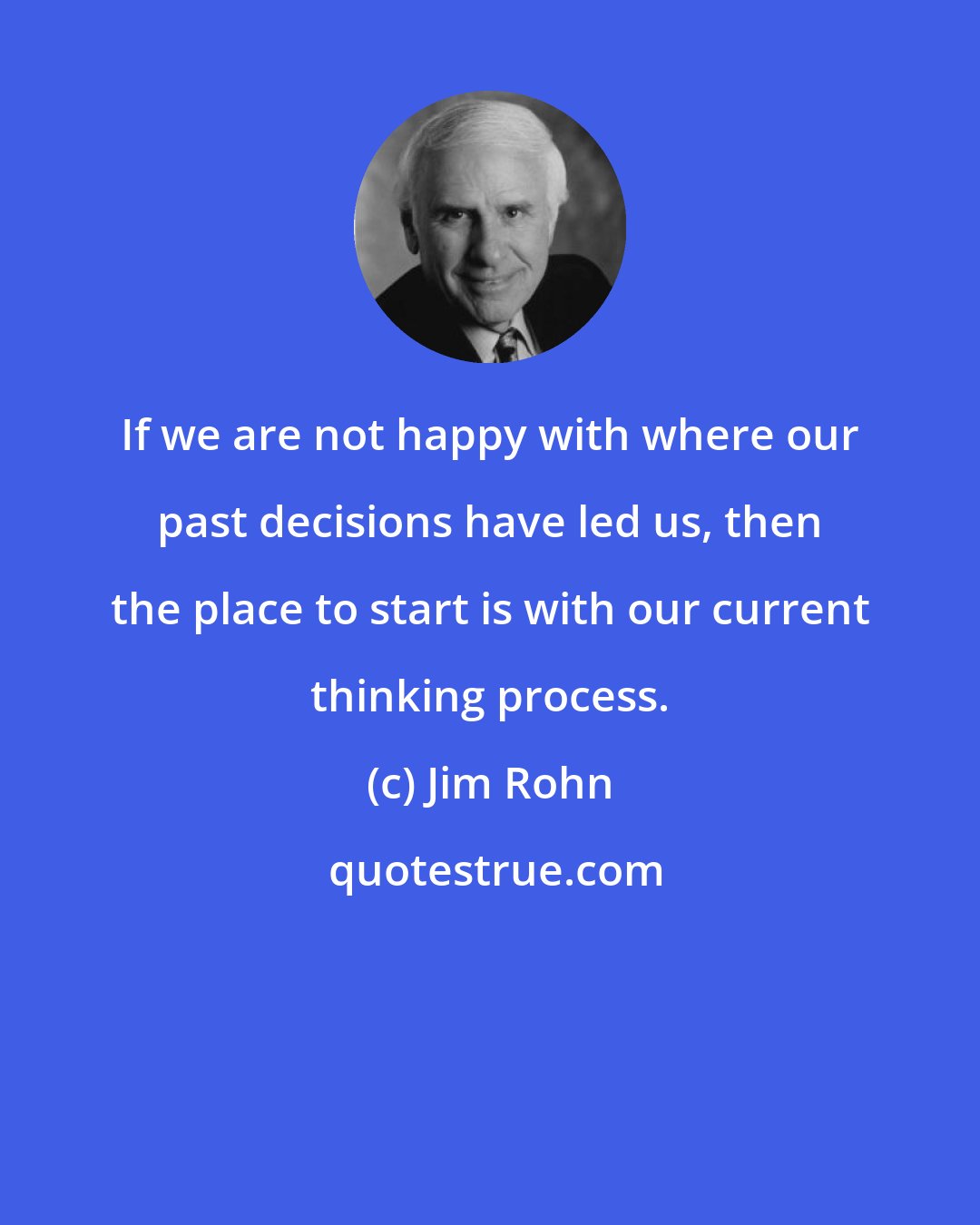 Jim Rohn: If we are not happy with where our past decisions have led us, then the place to start is with our current thinking process.