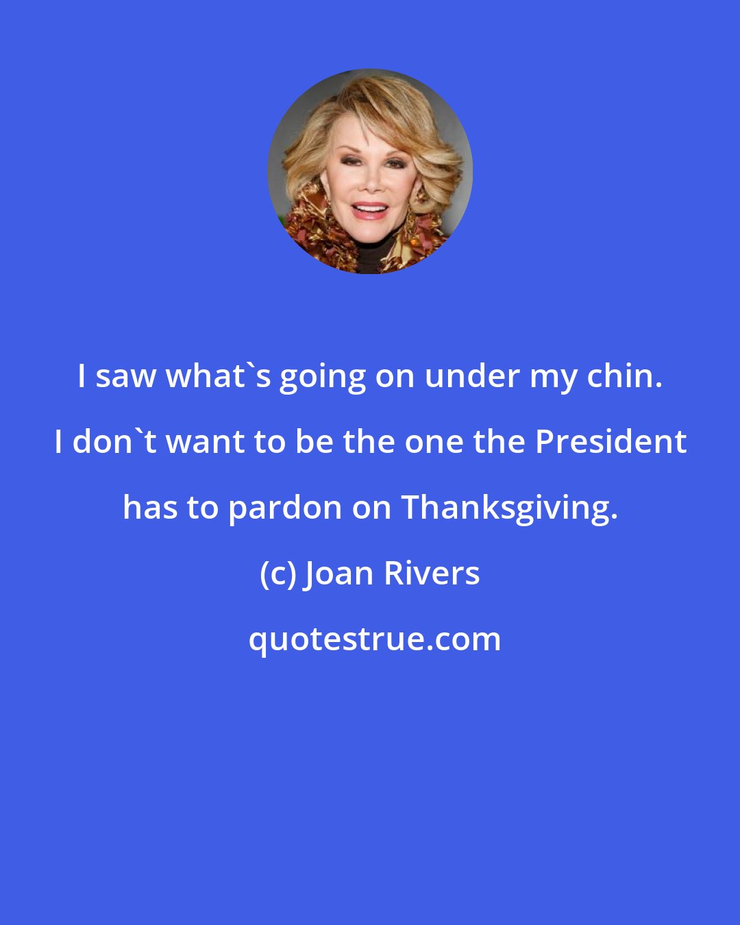 Joan Rivers: I saw what's going on under my chin. I don't want to be the one the President has to pardon on Thanksgiving.