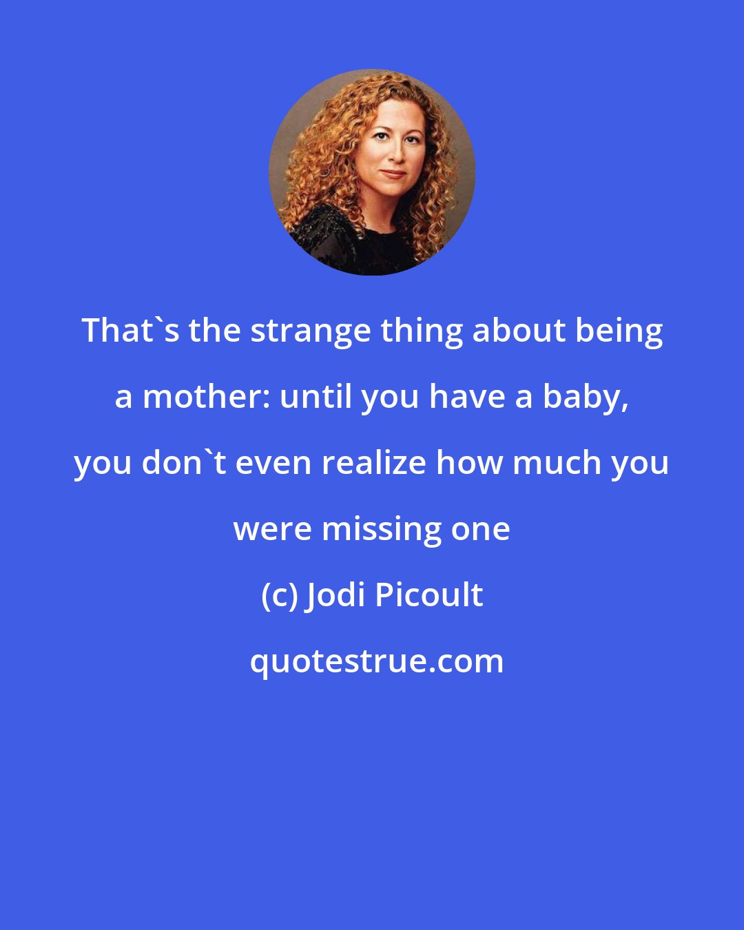 Jodi Picoult: That's the strange thing about being a mother: until you have a baby, you don't even realize how much you were missing one