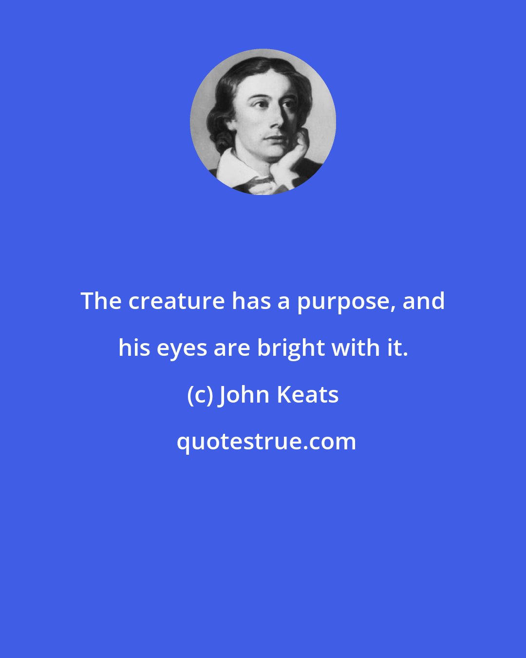John Keats: The creature has a purpose, and his eyes are bright with it.