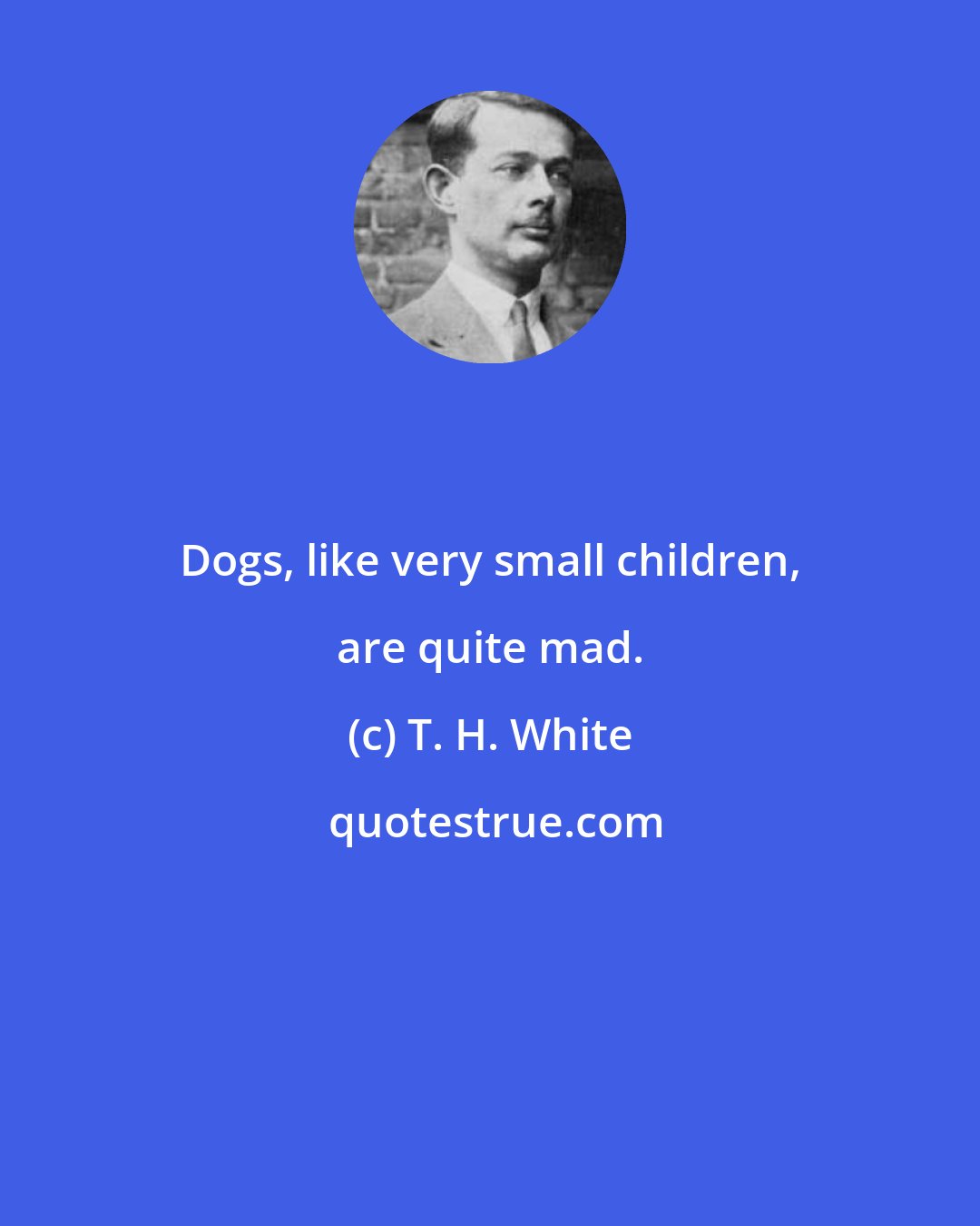 T. H. White: Dogs, like very small children, are quite mad.