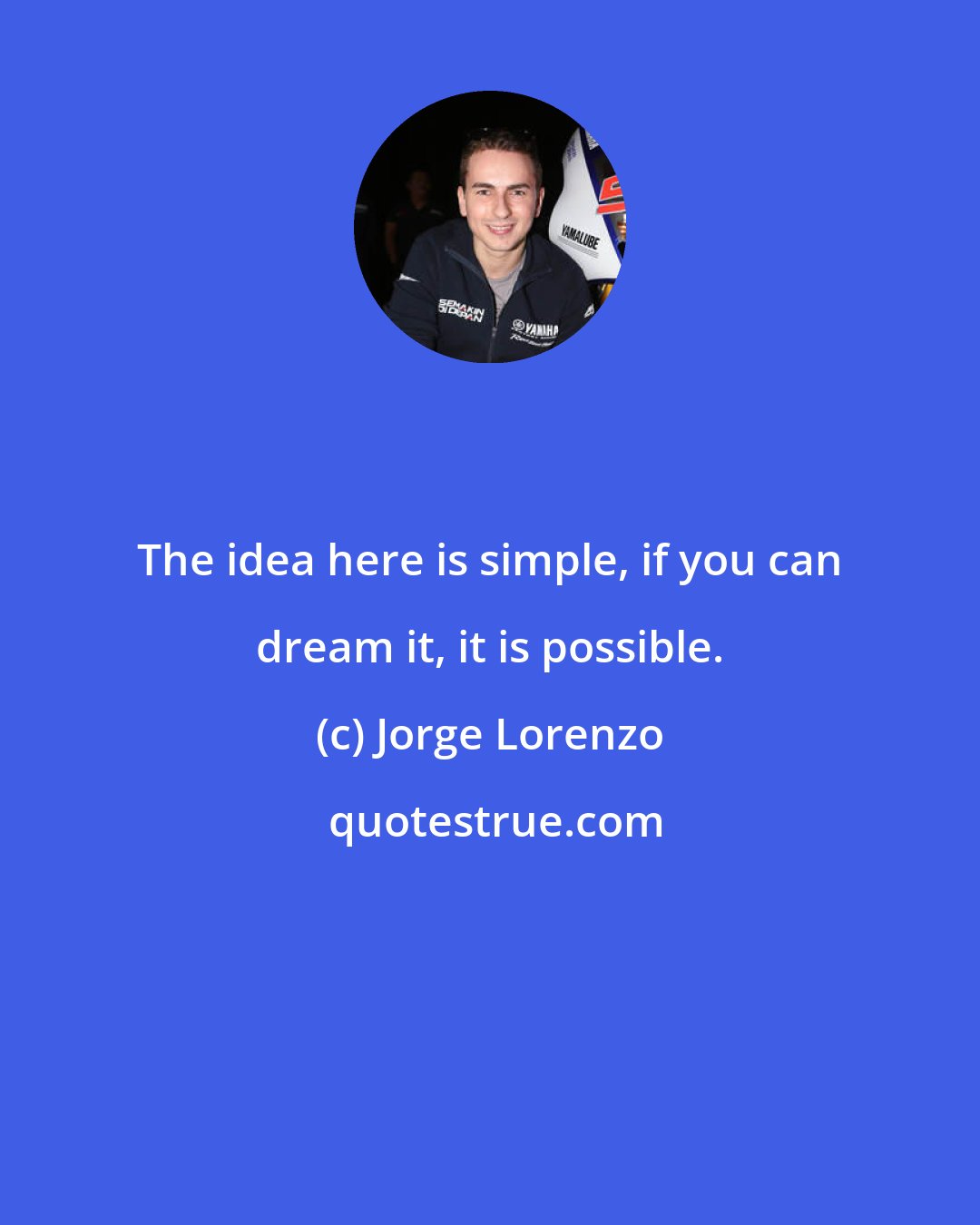 Jorge Lorenzo: The idea here is simple, if you can dream it, it is possible.