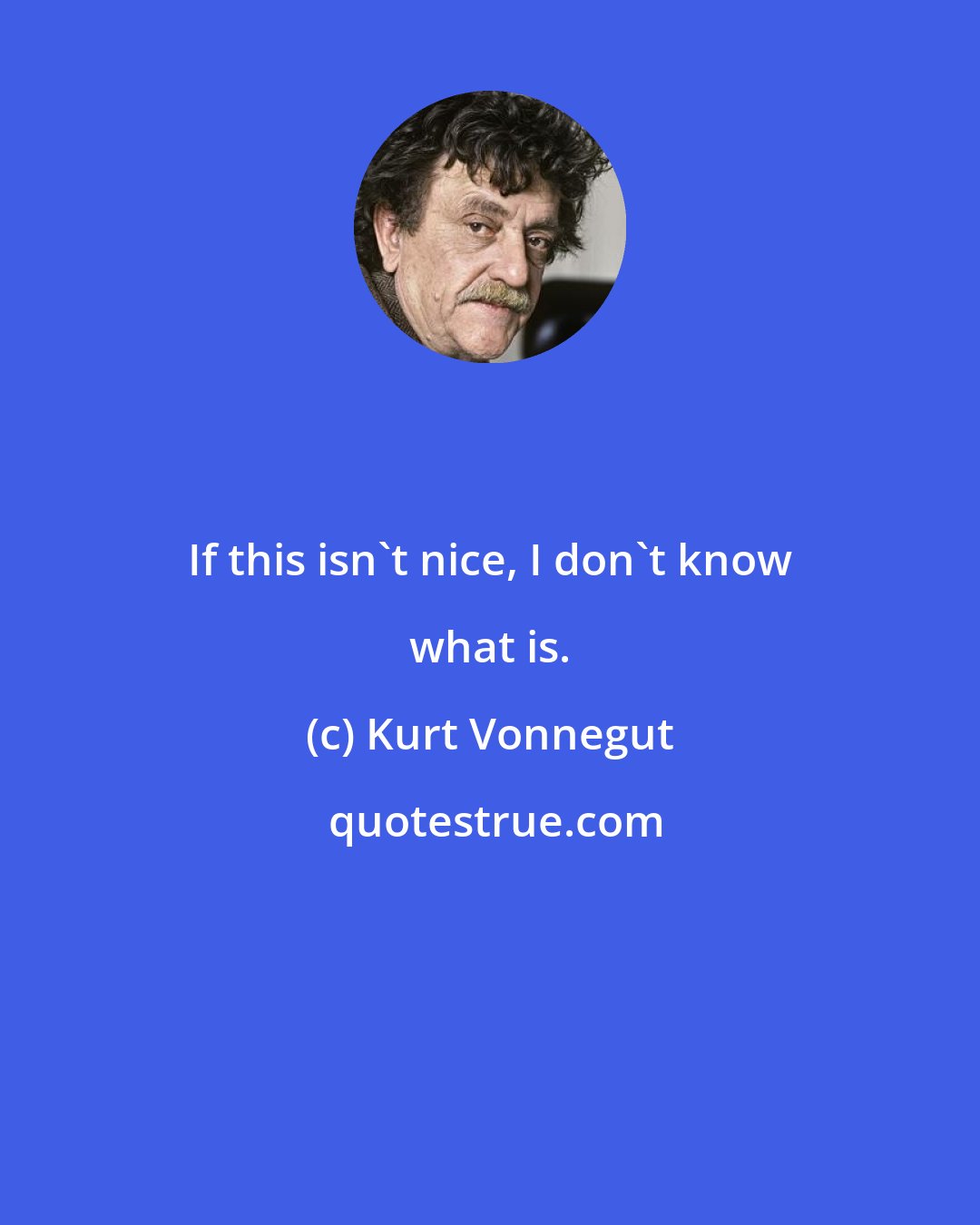 Kurt Vonnegut: If this isn't nice, I don't know what is.