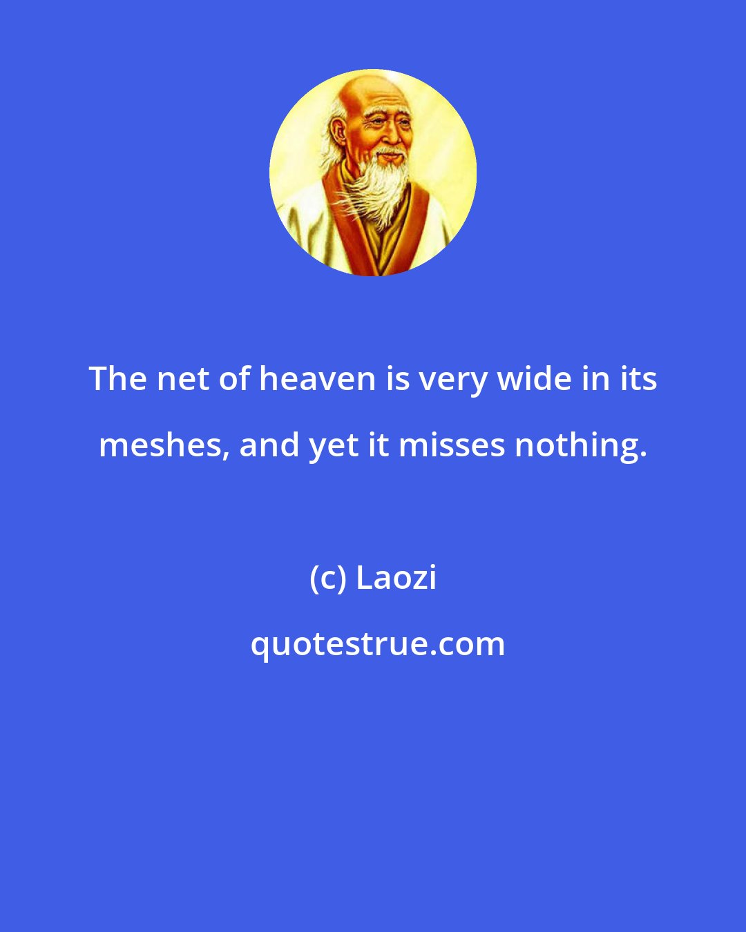 Laozi: The net of heaven is very wide in its meshes, and yet it misses nothing.