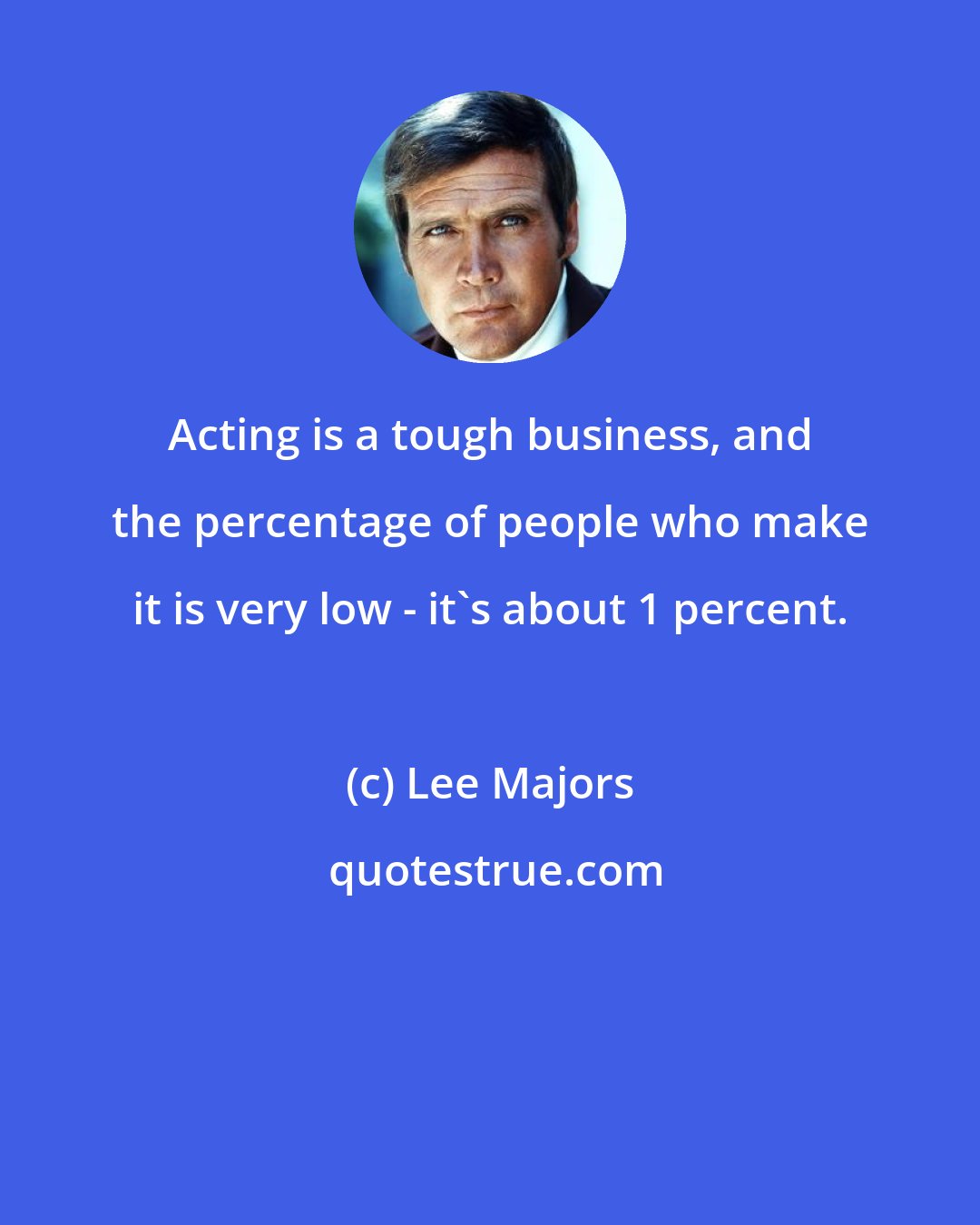 Lee Majors: Acting is a tough business, and the percentage of people who make it is very low - it's about 1 percent.