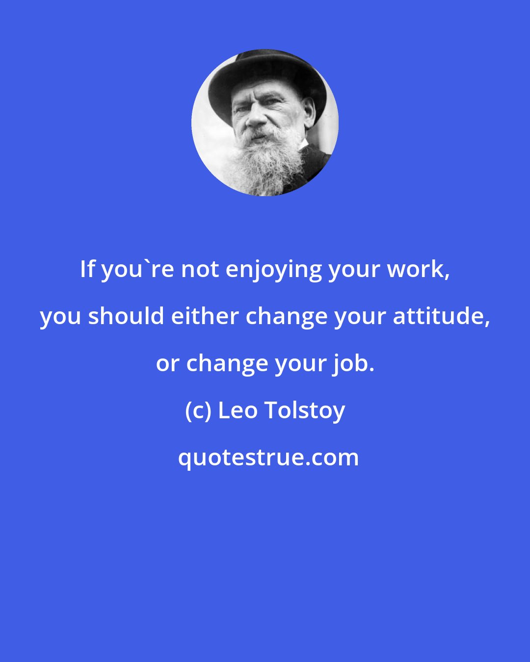 Leo Tolstoy: If you're not enjoying your work, you should either change your attitude, or change your job.