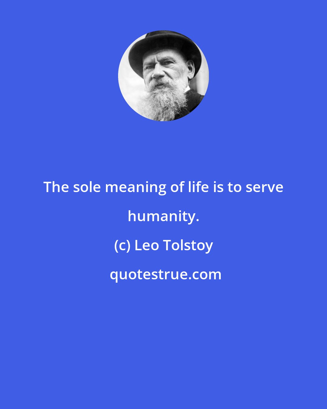 Leo Tolstoy: The sole meaning of life is to serve humanity.