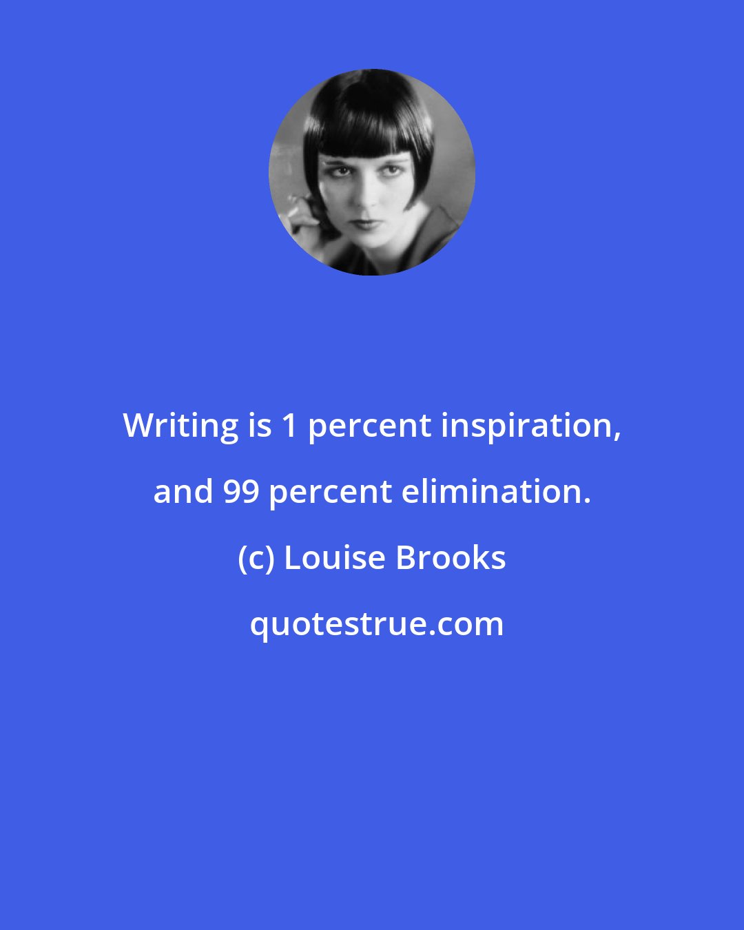 Louise Brooks: Writing is 1 percent inspiration, and 99 percent elimination.