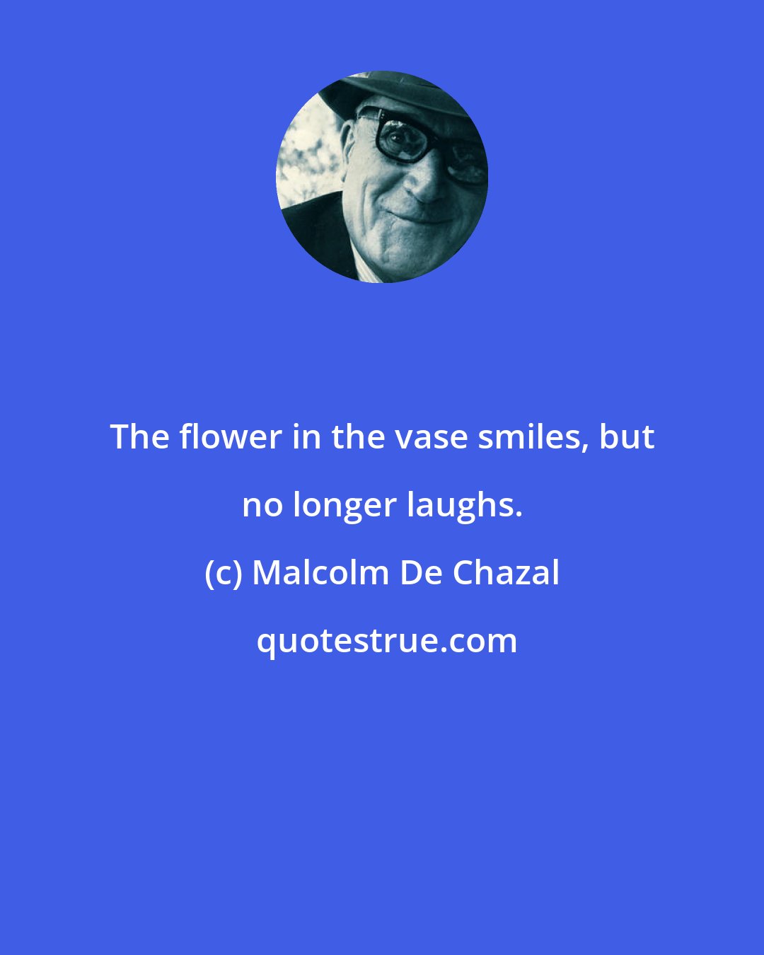 Malcolm De Chazal: The flower in the vase smiles, but no longer laughs.