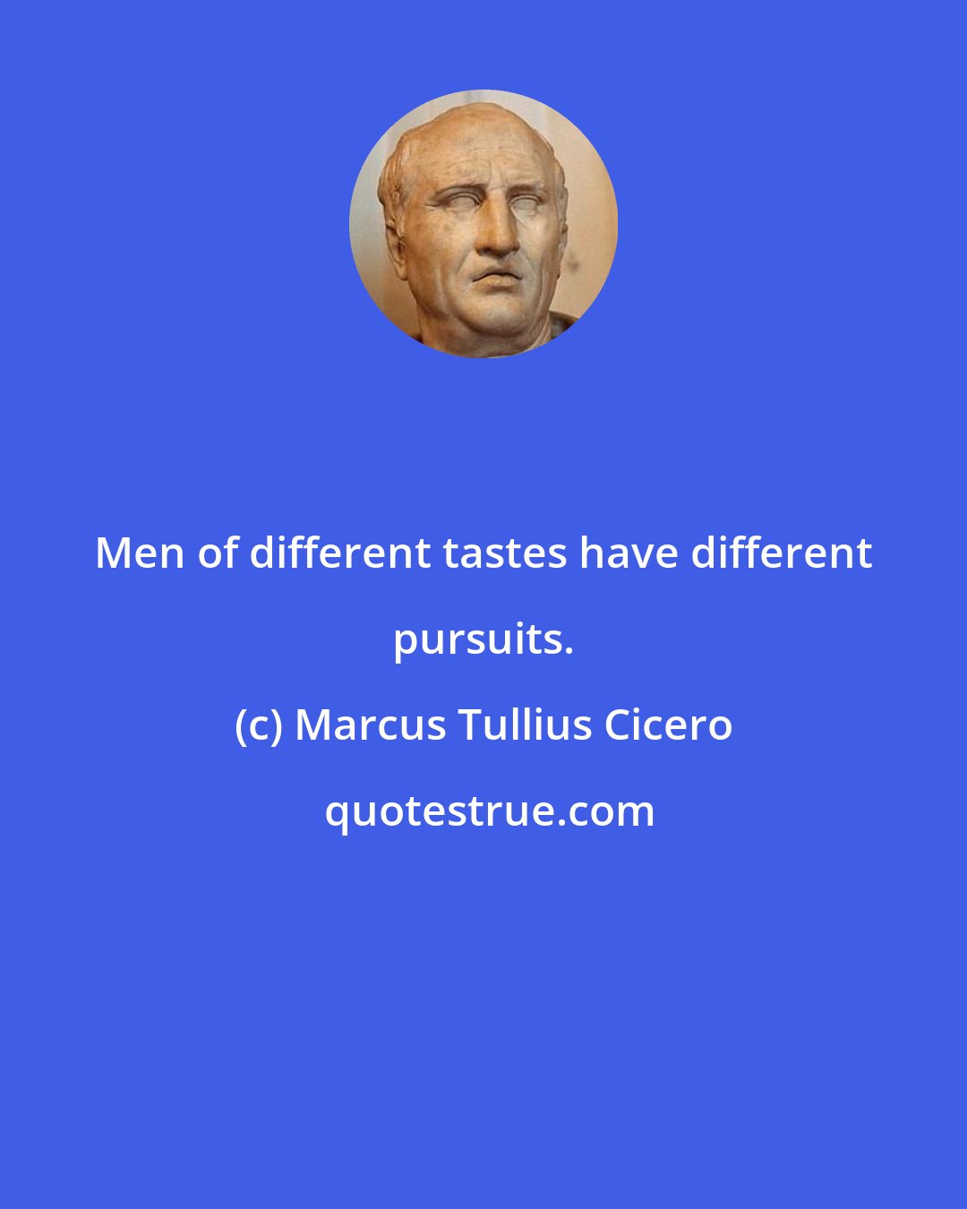 Marcus Tullius Cicero: Men of different tastes have different pursuits.