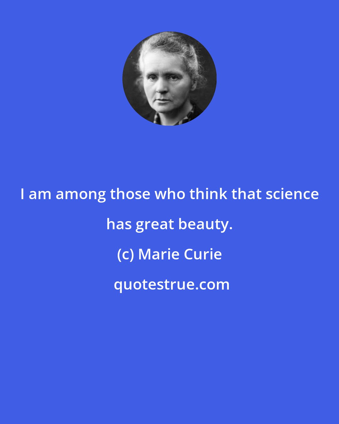 Marie Curie: I am among those who think that science has great beauty.