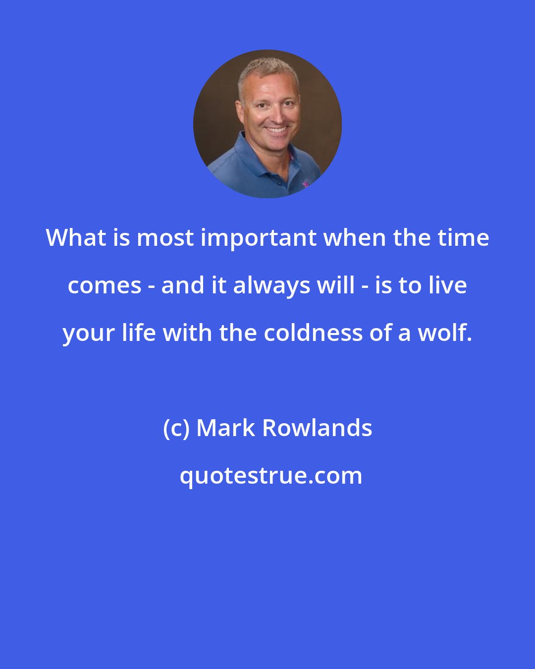 Mark Rowlands: What is most important when the time comes - and it always will - is to live your life with the coldness of a wolf.