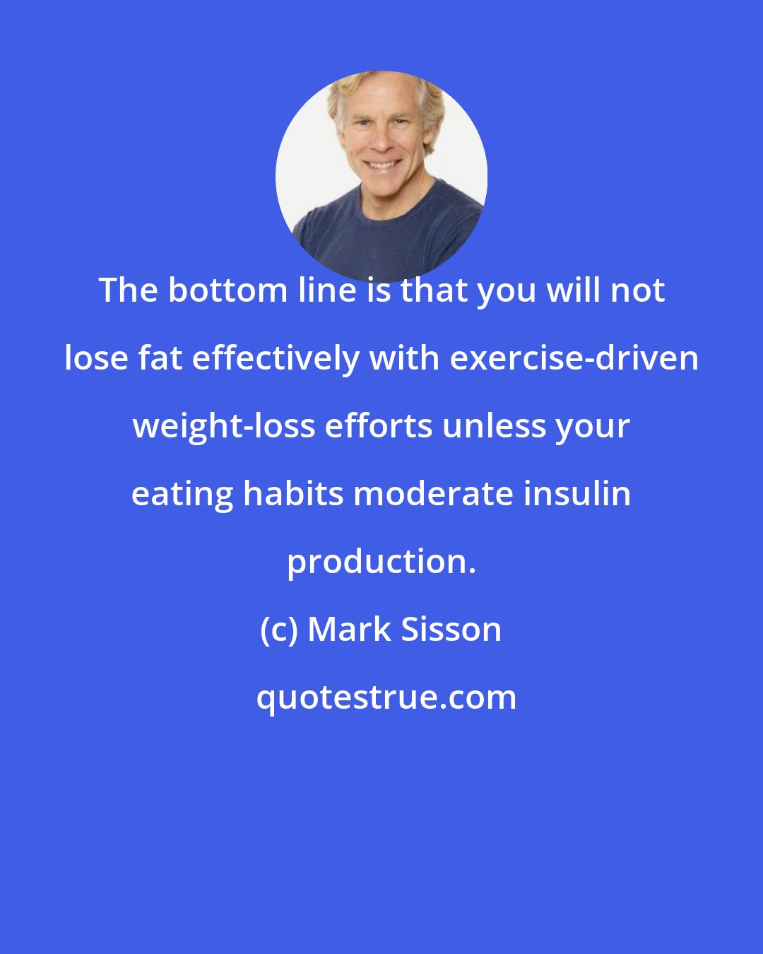 Mark Sisson: The bottom line is that you will not lose fat effectively with exercise-driven weight-loss efforts unless your eating habits moderate insulin production.
