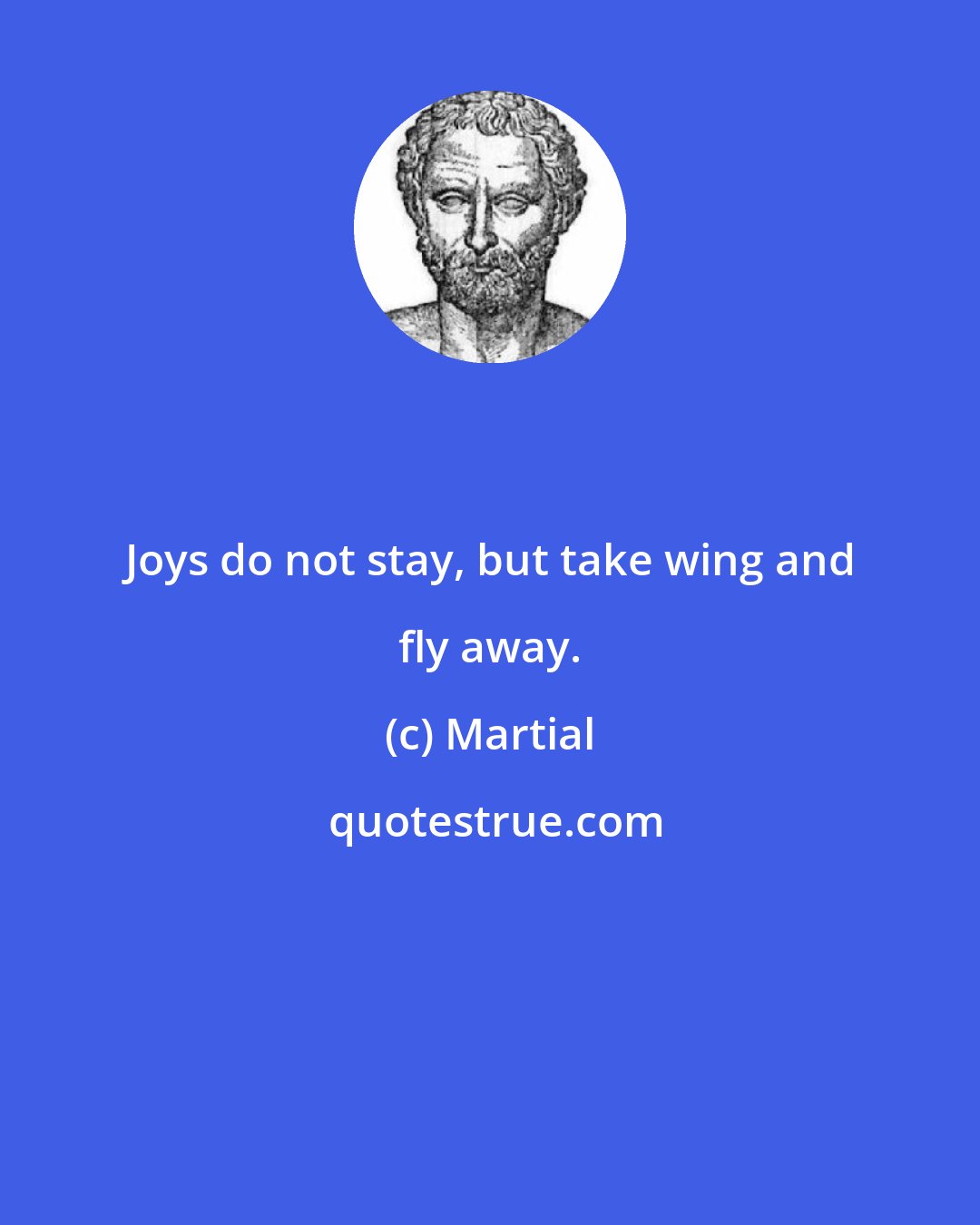Martial: Joys do not stay, but take wing and fly away.