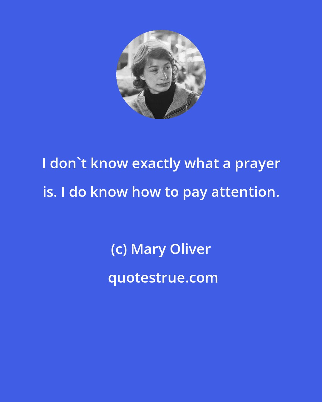 Mary Oliver: I don't know exactly what a prayer is. I do know how to pay attention.
