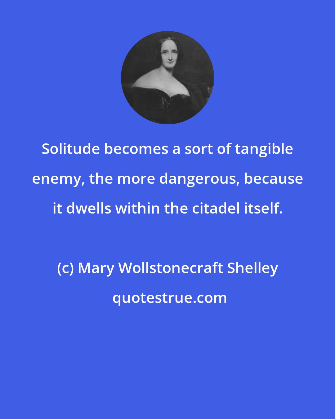 Mary Wollstonecraft Shelley: Solitude becomes a sort of tangible enemy, the more dangerous, because it dwells within the citadel itself.